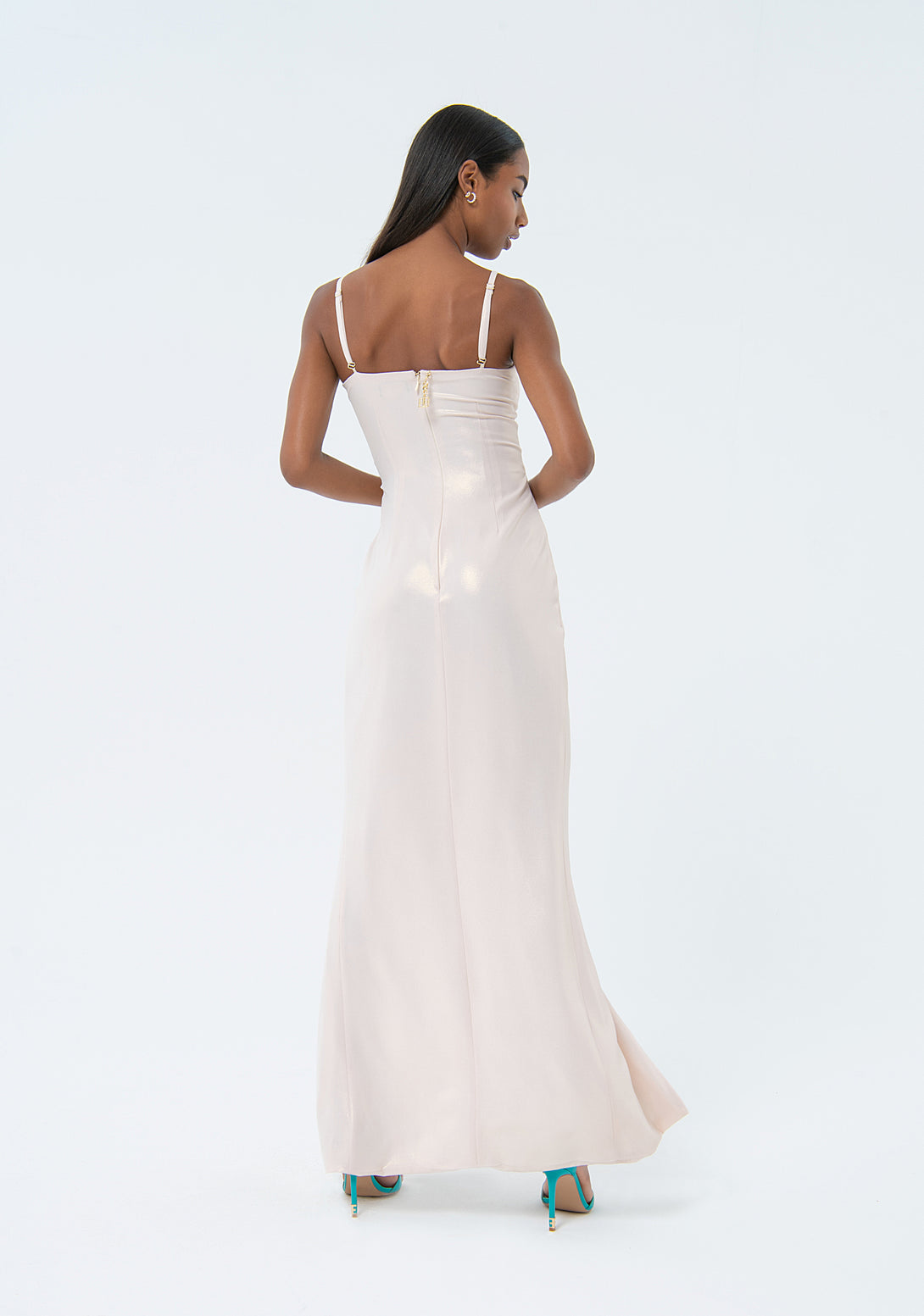 Long sleeveless dress made in shiny fabric Fracomina FQ24SD3011W476L9-108-4