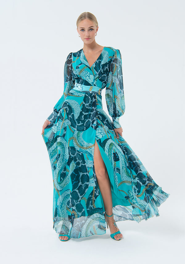 Long sleeveless dress with animalier pattern Fracomina FQ24SD3017W412N4-S51-1