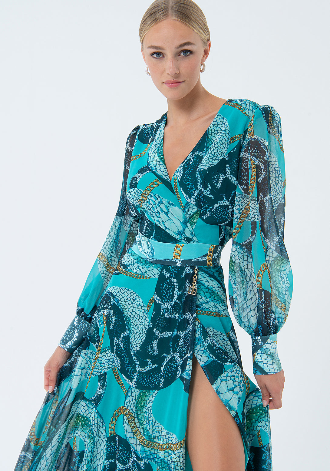 Long sleeveless dress with animalier pattern Fracomina FQ24SD3017W412N4-S51-2