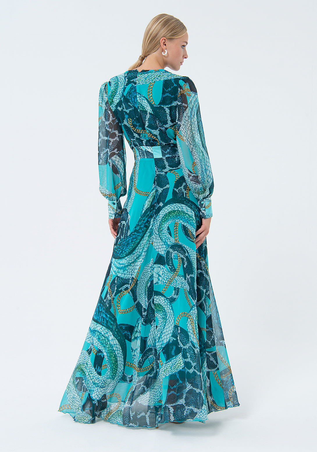 Long sleeveless dress with animalier pattern Fracomina FQ24SD3017W412N4-S51-3