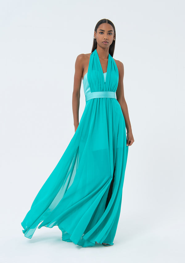 Long sleeveless dress with georgette Fracomina FQ24SD3018W41201-268-1