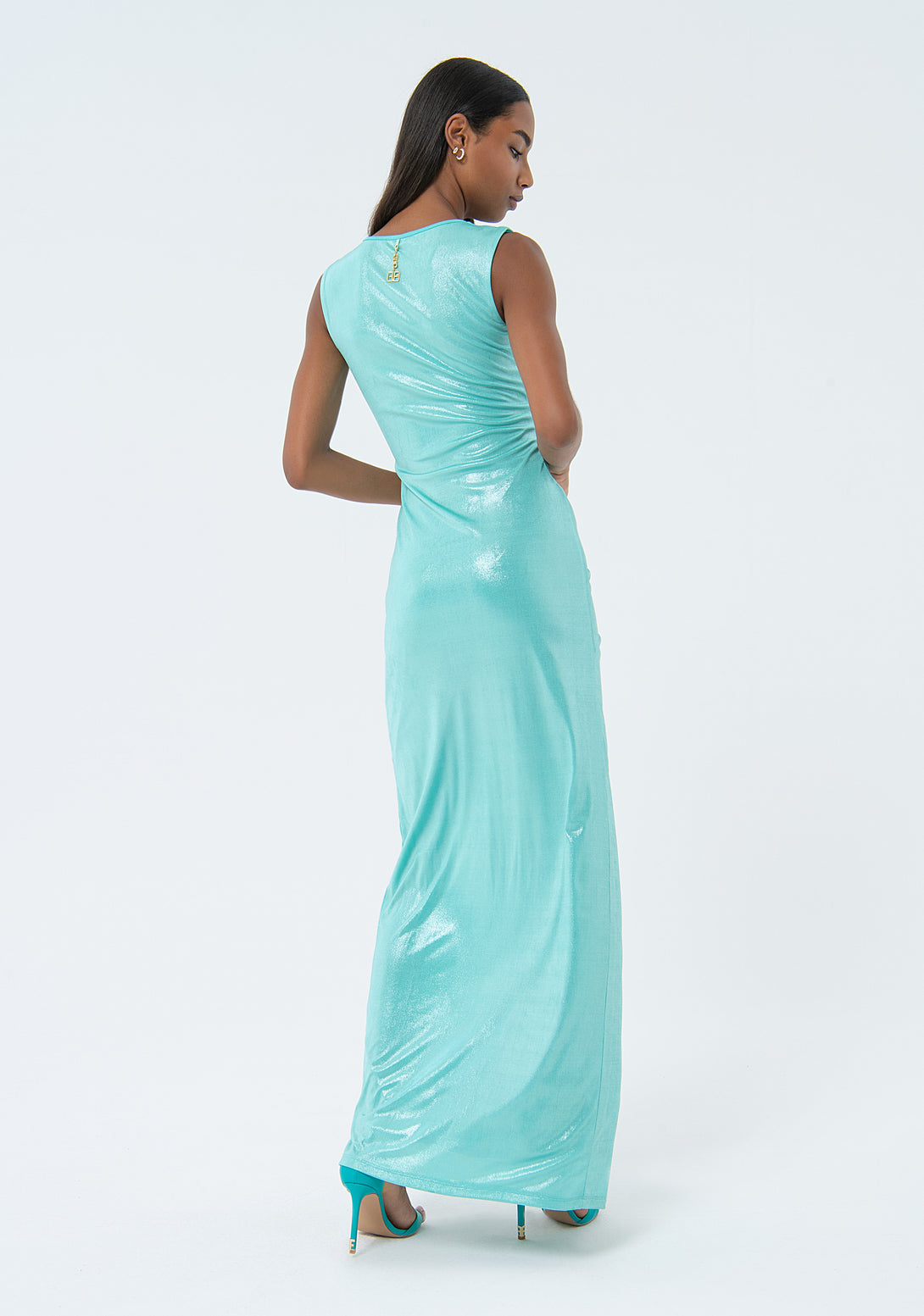 Long sleeveless dress made in shiny fabric Fracomina FQ24SD3021W59501-268-4