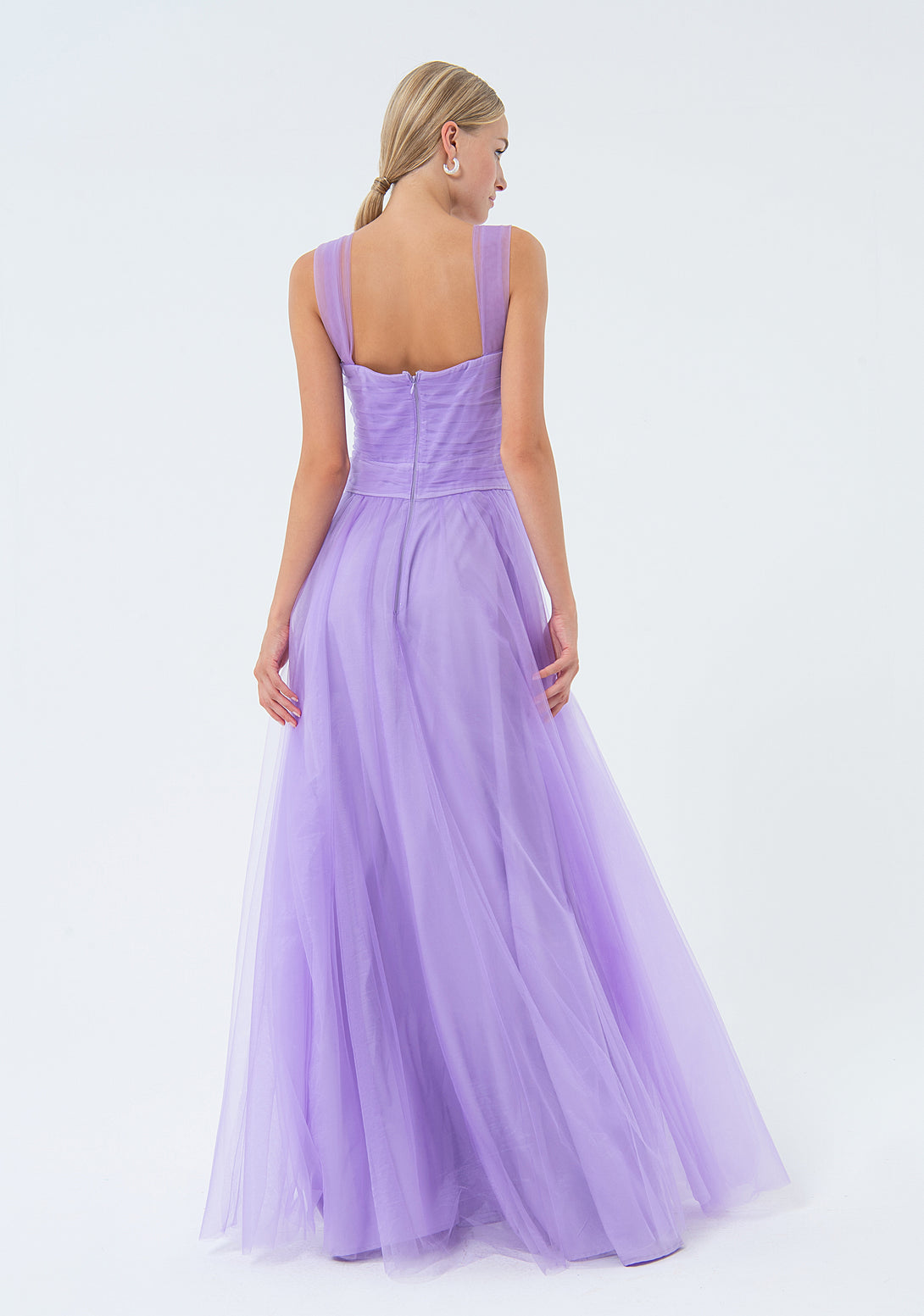 Long sleeveless dress with tulle Fracomina FQ24SD3022W52901-185-4