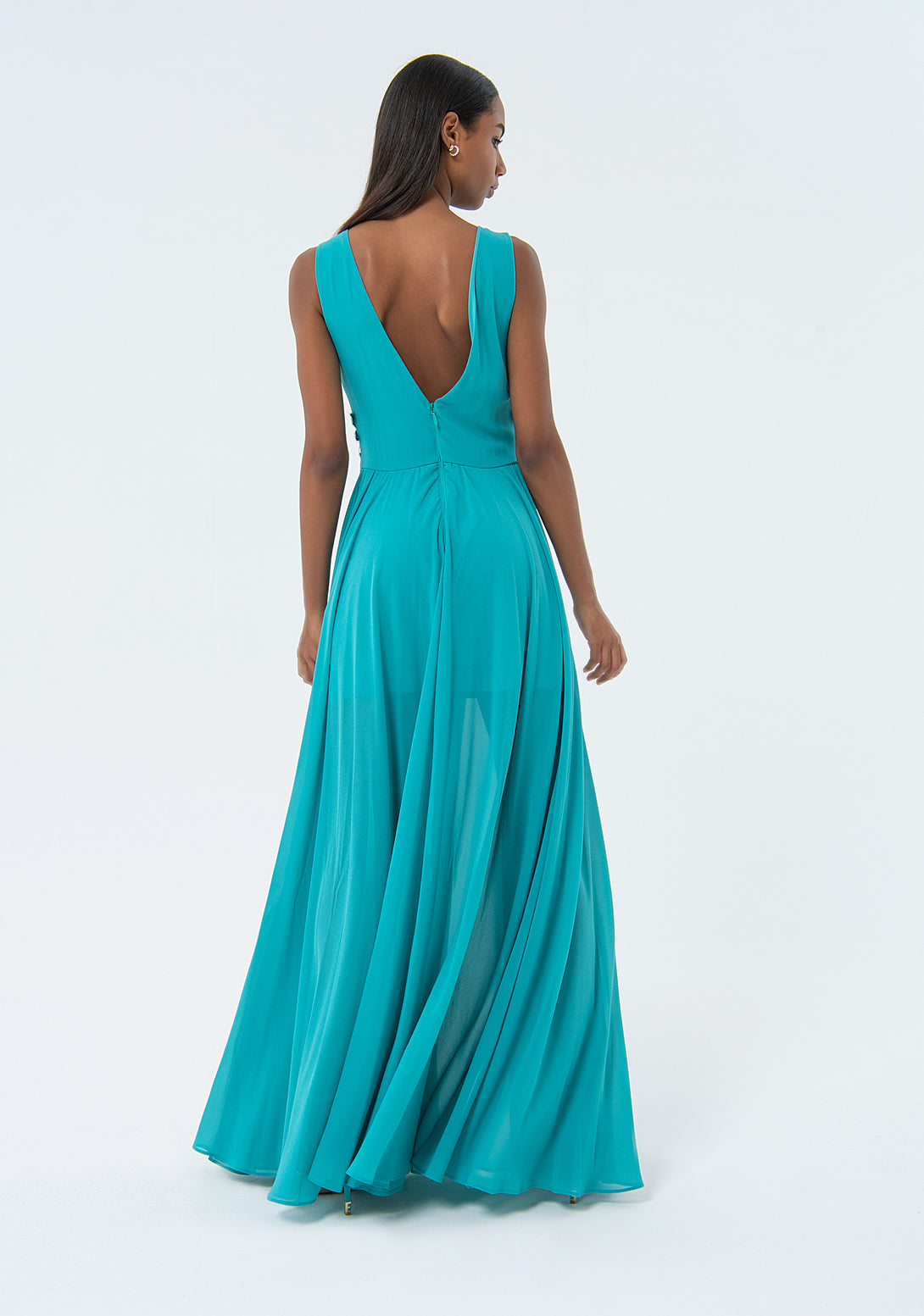 Long sleeveless dress made in georgette Fracomina FQ24SD3027W41201-268-3