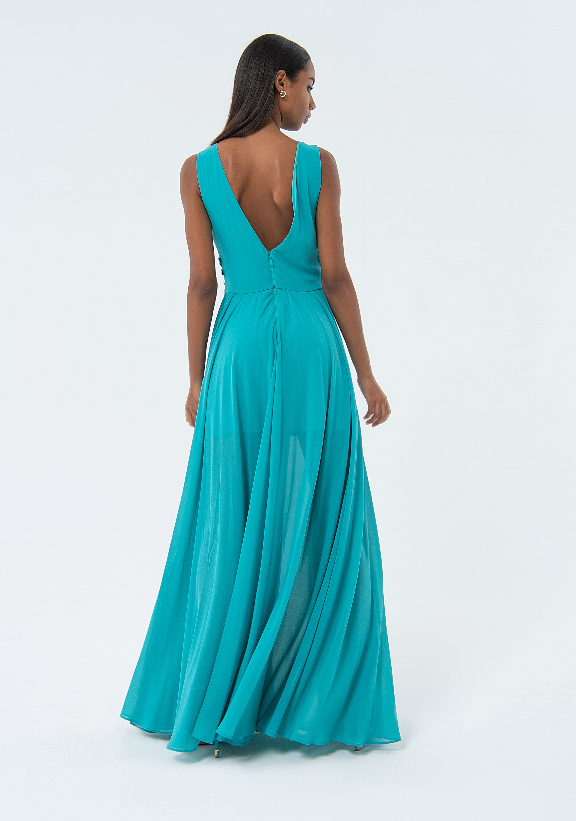 Long sleeveless dress made in georgette Fracomina FQ24SD3027W41201-268-3