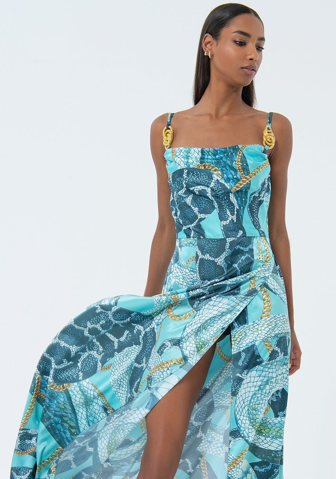 Long sleeveless dress with animalier pattern Fracomina FQ24SD3028W470N4-S51-3