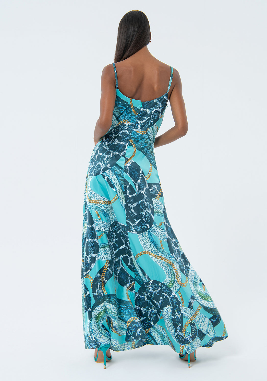 Long sleeveless dress with animalier pattern Fracomina FQ24SD3028W470N4-S51-4