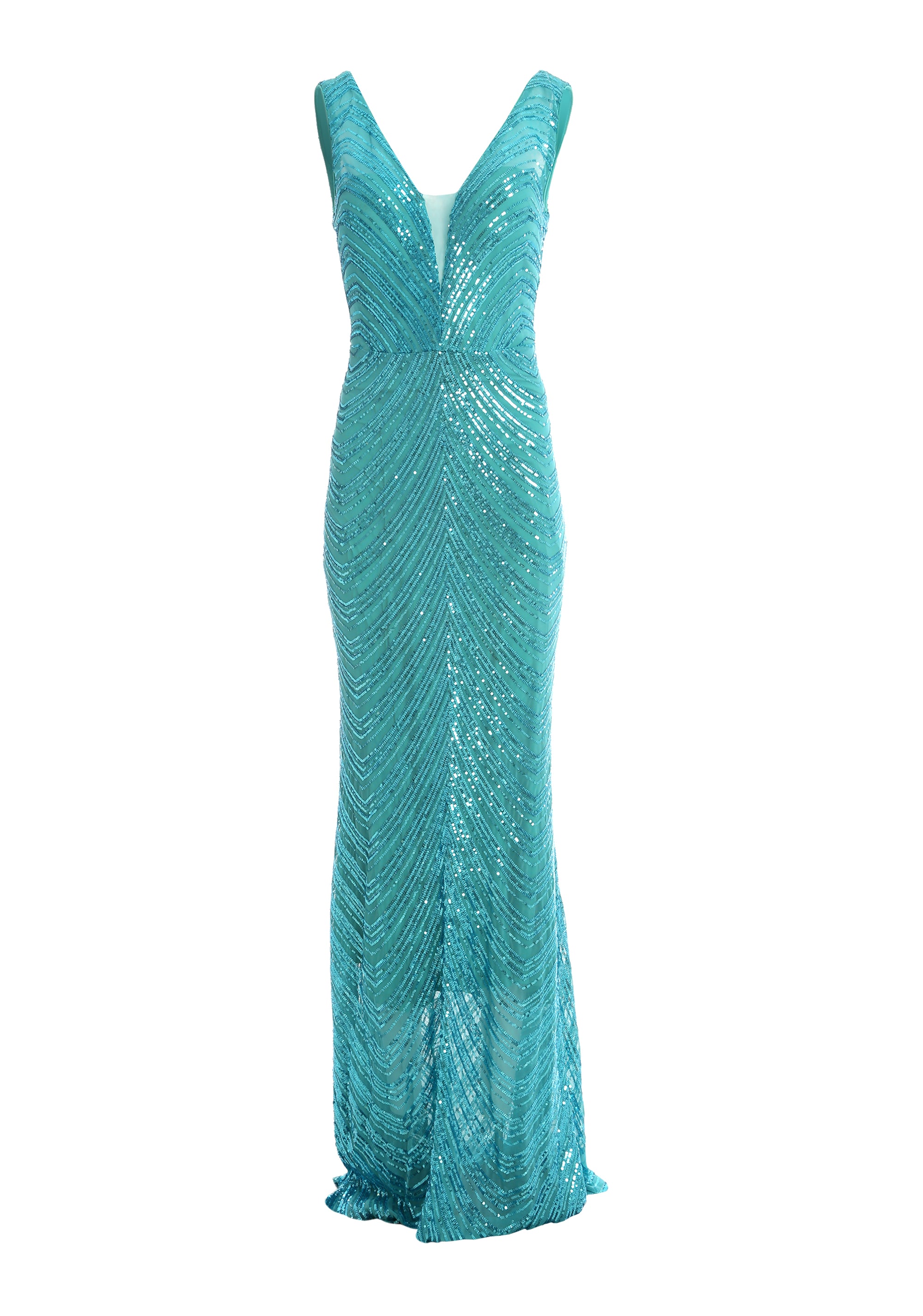 Faux Fur-Trim Satin Maxi Dress