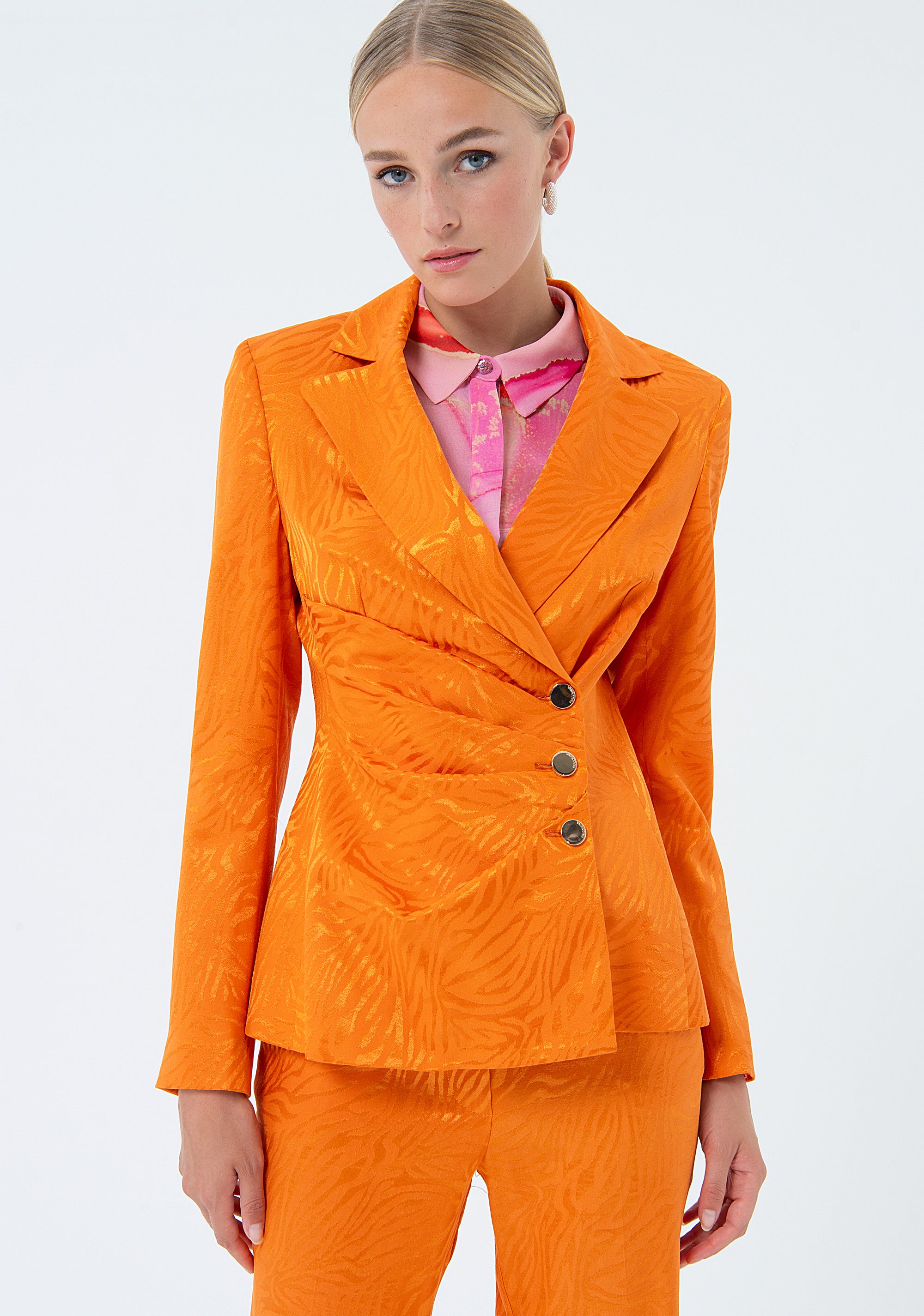 Blazer slim fit with zebra-striped pattern Fracomina FQ24SJ2006W705F8-376-1