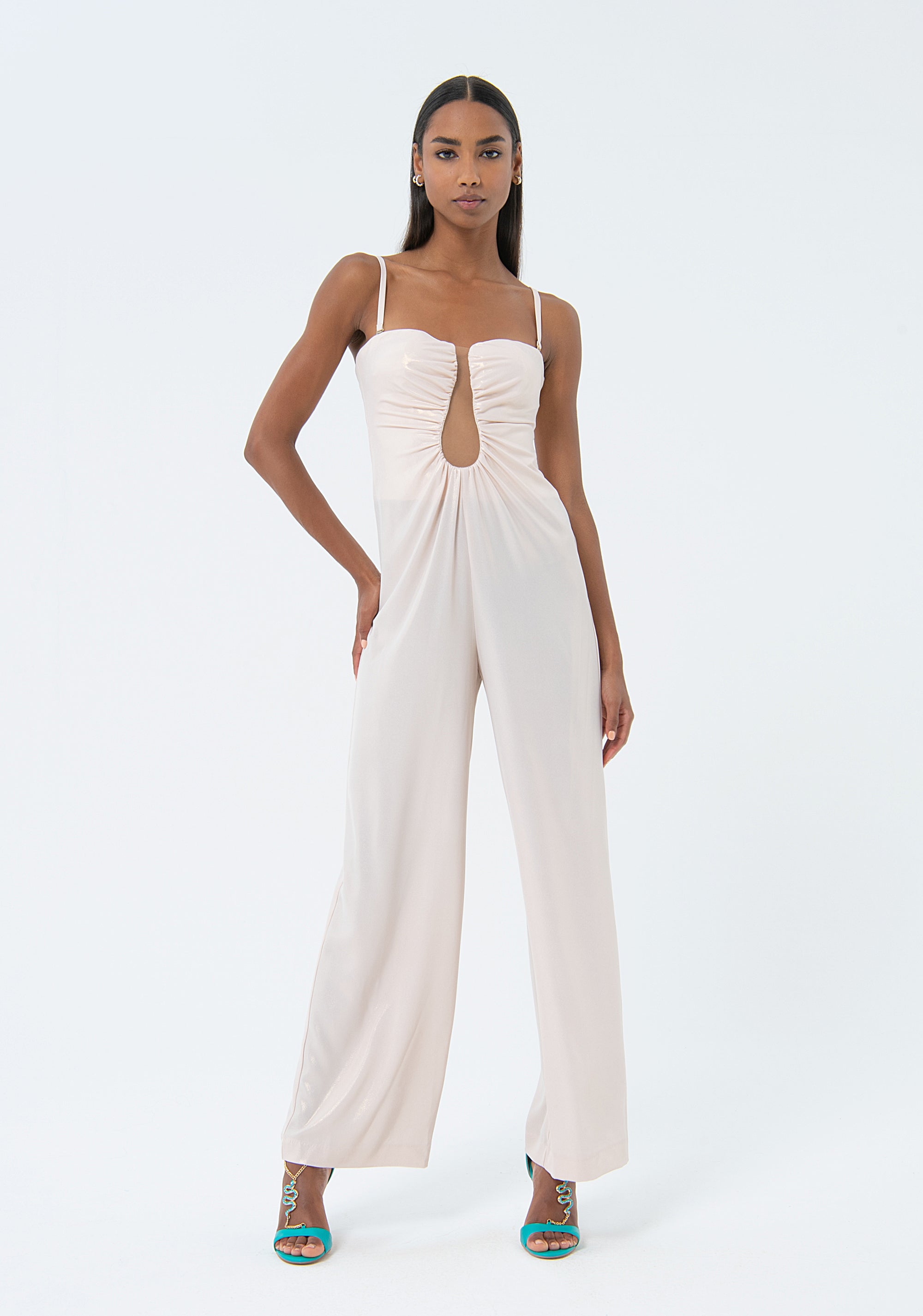 Sleeveless overall made in shiny fabric Fracomina FQ24SO2002W476L9-108-1