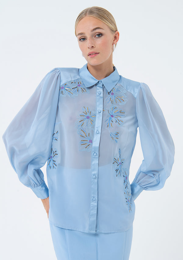 Shirt regular fit made in organza with embroideries Fracomina FQ24ST6001W412E5-252-1