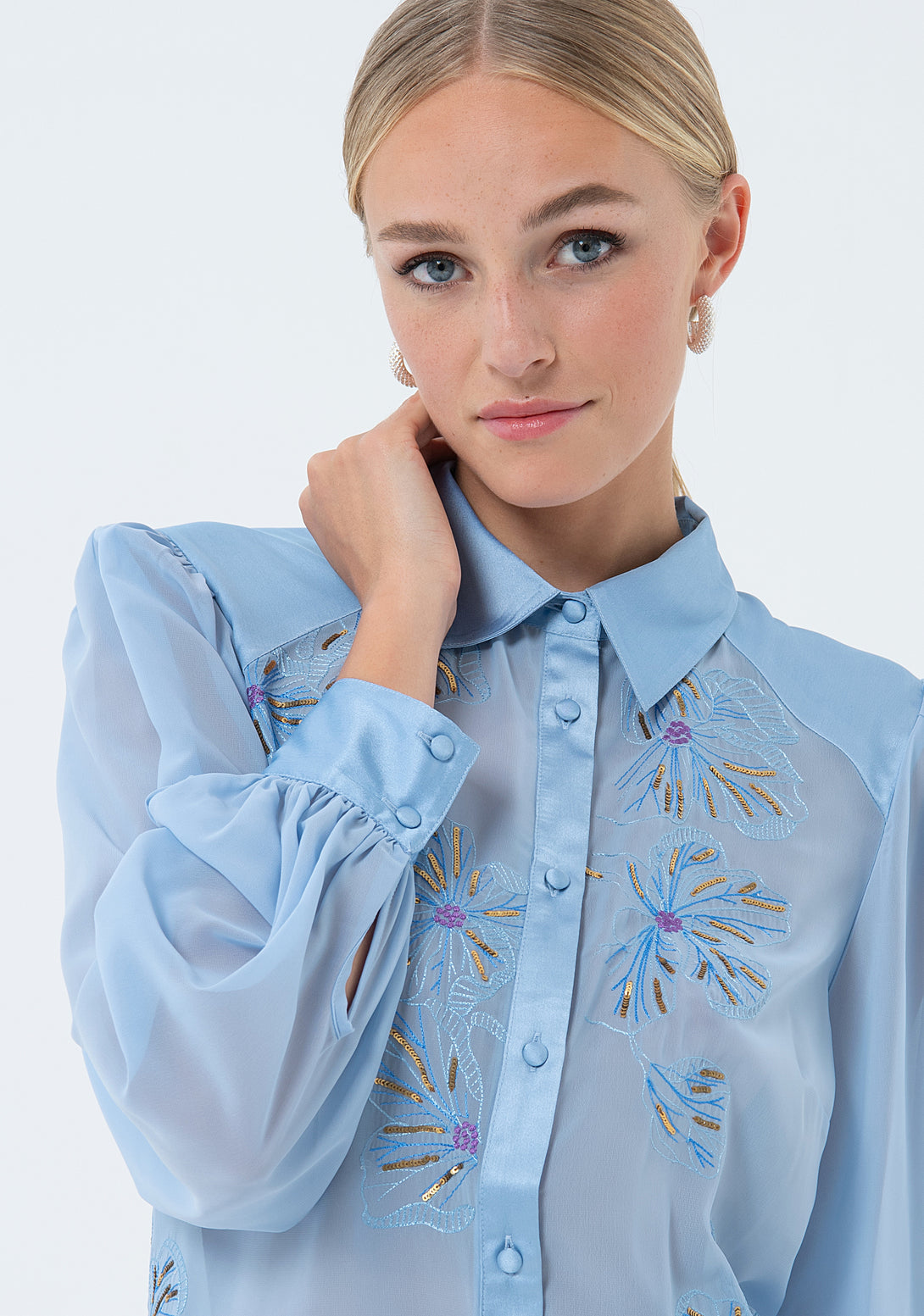 Shirt regular fit made in organza with embroideries Fracomina FQ24ST6001W412E5-252-2