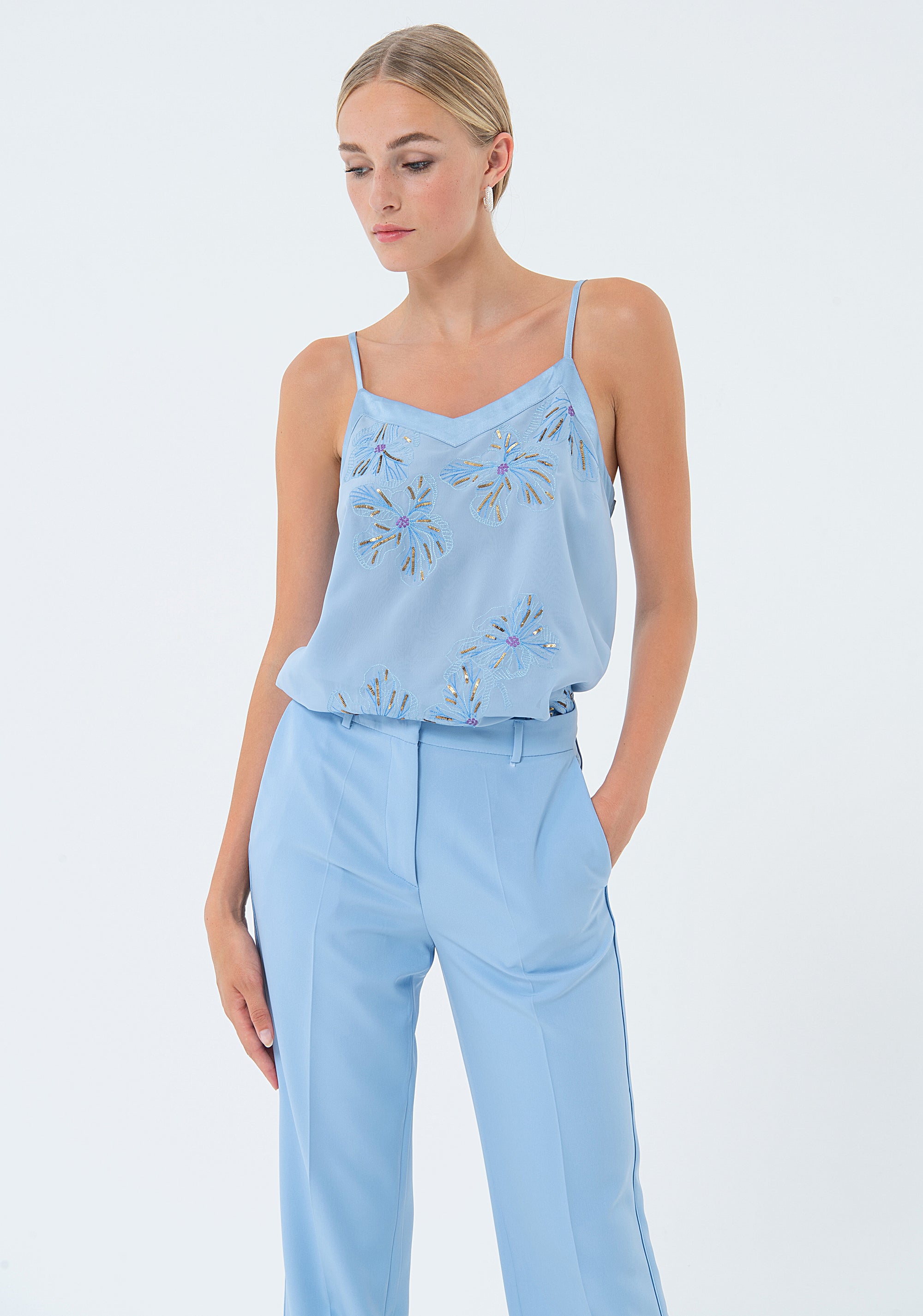 Palazzo pant wide fit made in technical fabric Fracomina FQ24SV3002W42901-252-2_7ab7bb51-8492-4b8b-8531-d1f6e3577f81