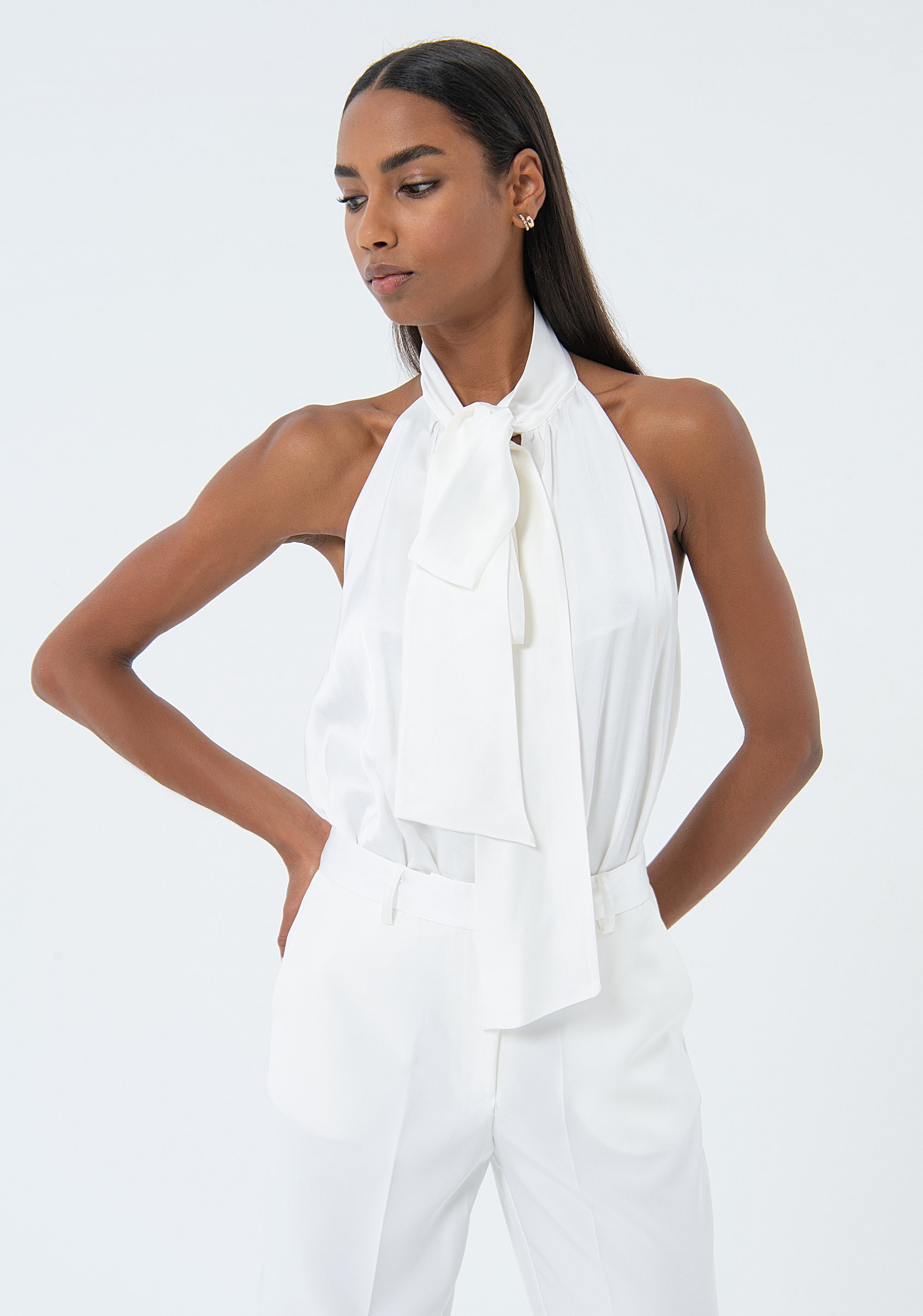 Palazzo pant made in technical fabric Fracomina FQ24SV3003W42901-278-2_7b8ed17b-02e2-437e-84c7-69342485482c