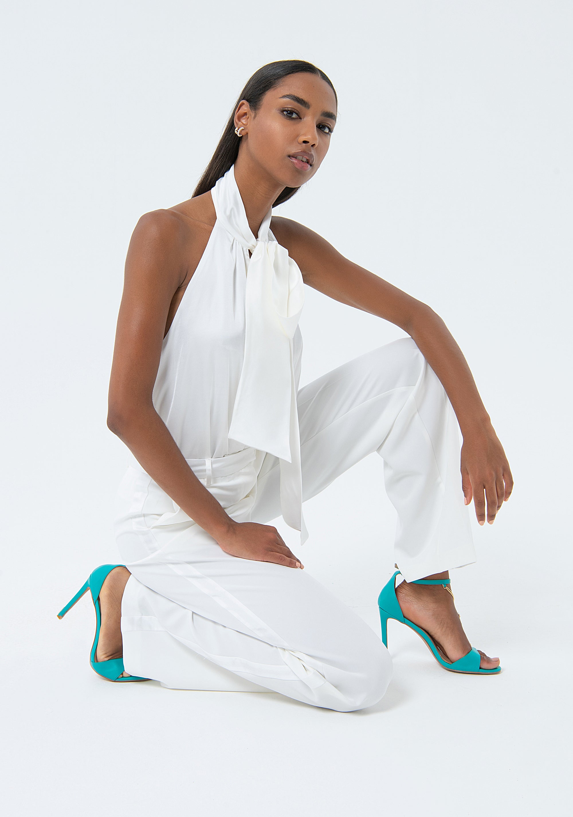 Palazzo pant made in technical fabric Fracomina FQ24SV3003W42901-278-3_e57e1ea9-23b4-48a9-99b3-9aba0f259fa1