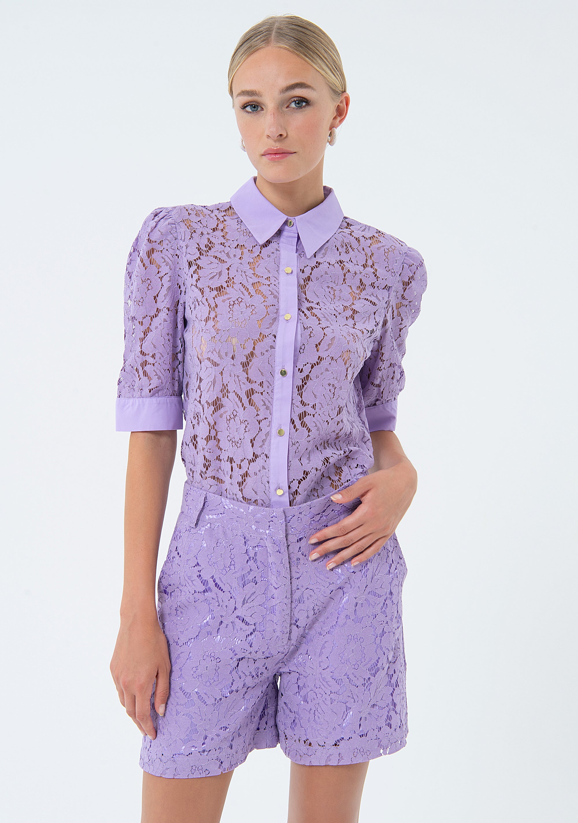 Short pant regular fit made in lace Fracomina FQ24SV6001W71501-185-2