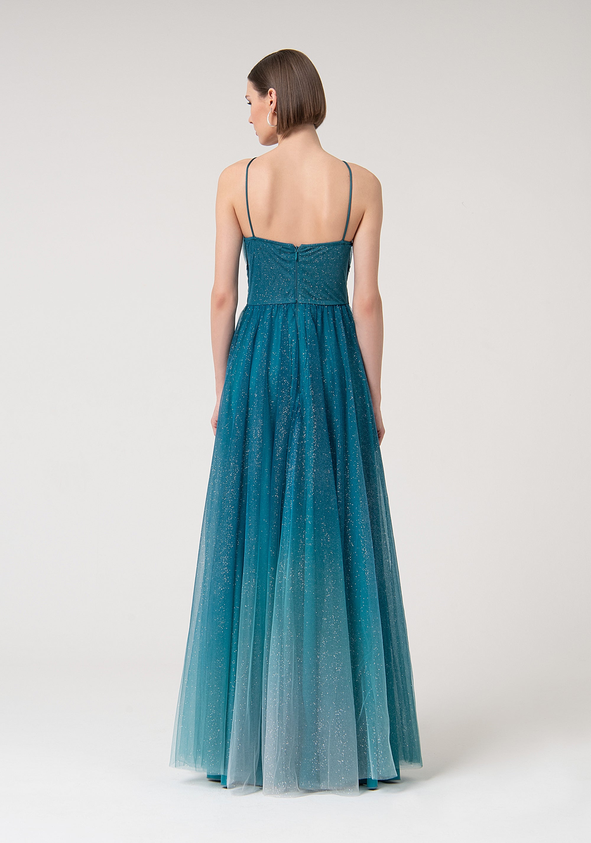 Sleeveless long dress made in tulle with glitter Fracomina FQ24WD3006W52901-L53-4