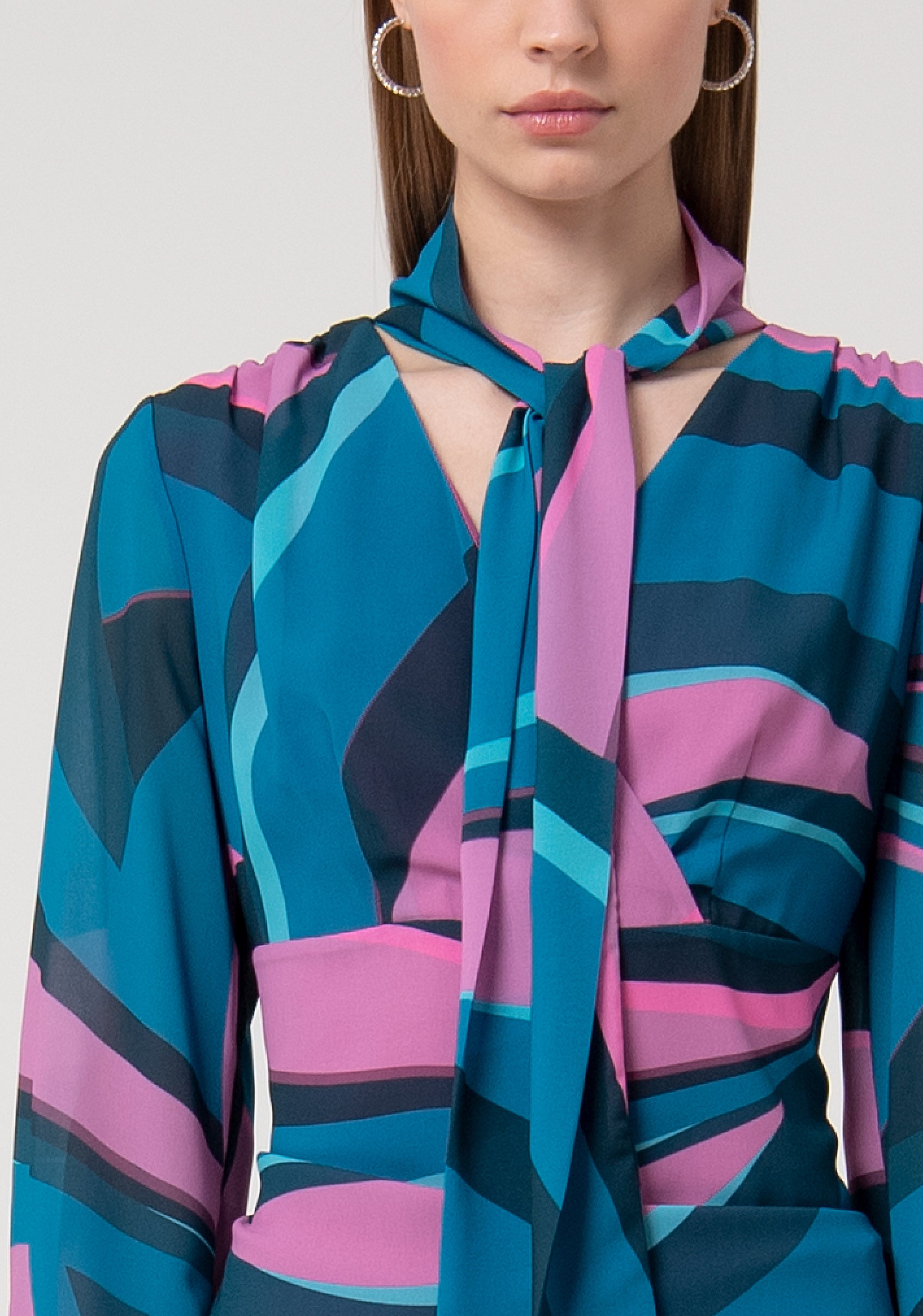 Top made with abstract pattern and long sleeves Fracomina FQ24WT1002W412K5-L53-2