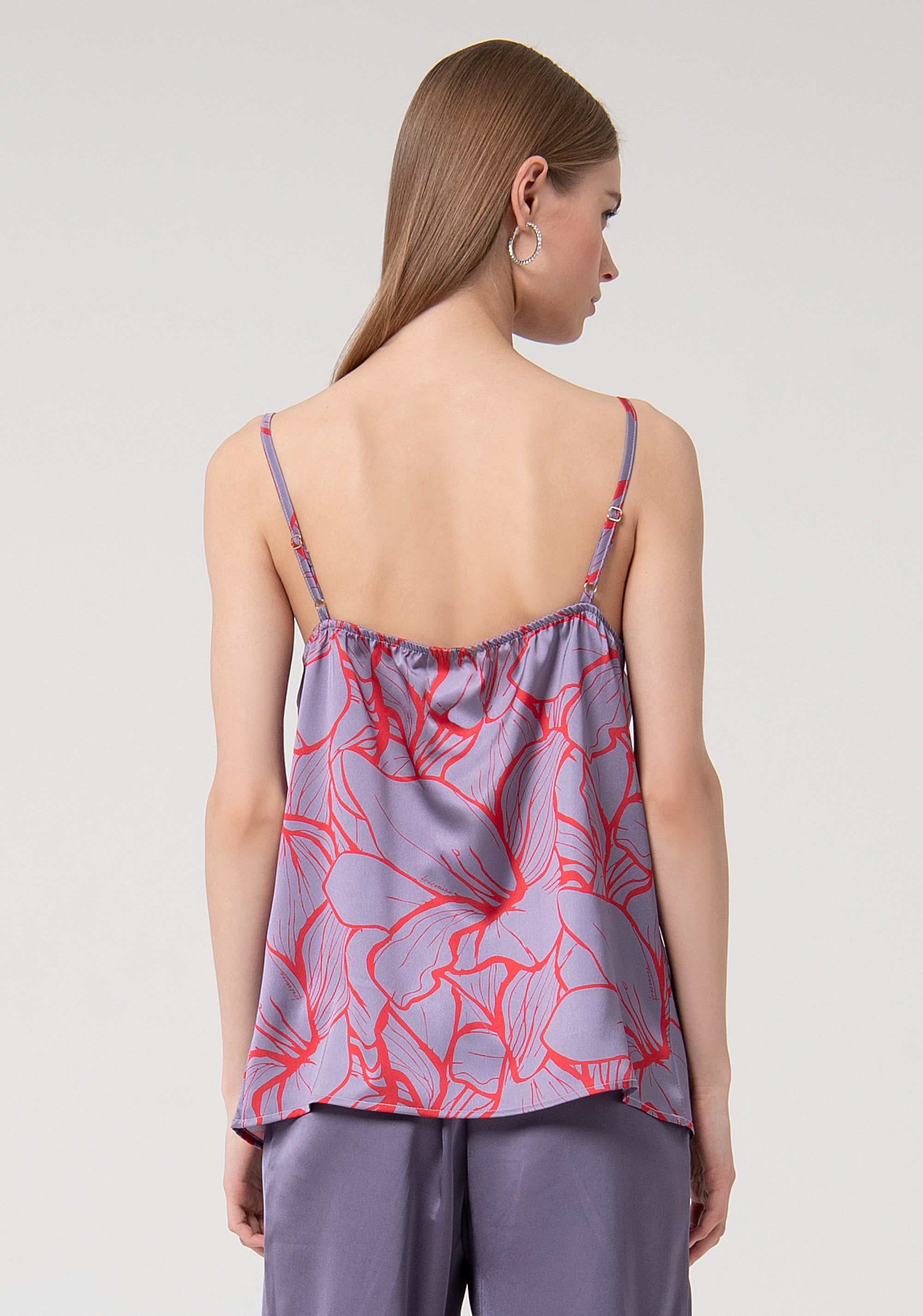 Tank top lingerie style made with flowery pattern Fracomina FQ24WT2006W470K2-S94-4