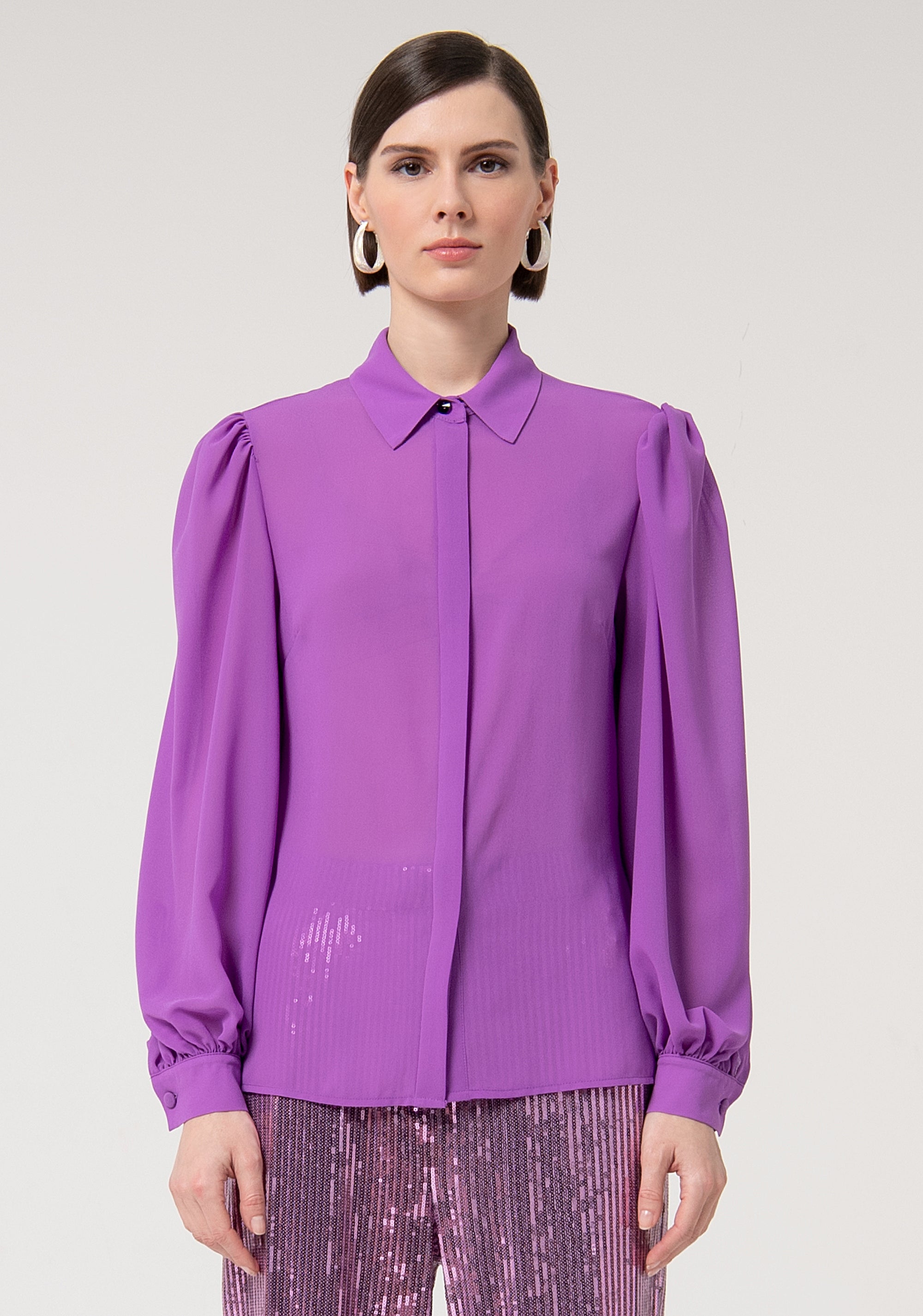 Shirt regular fit made in georgette Fracomina FQ24WT6004W41201-S76-1