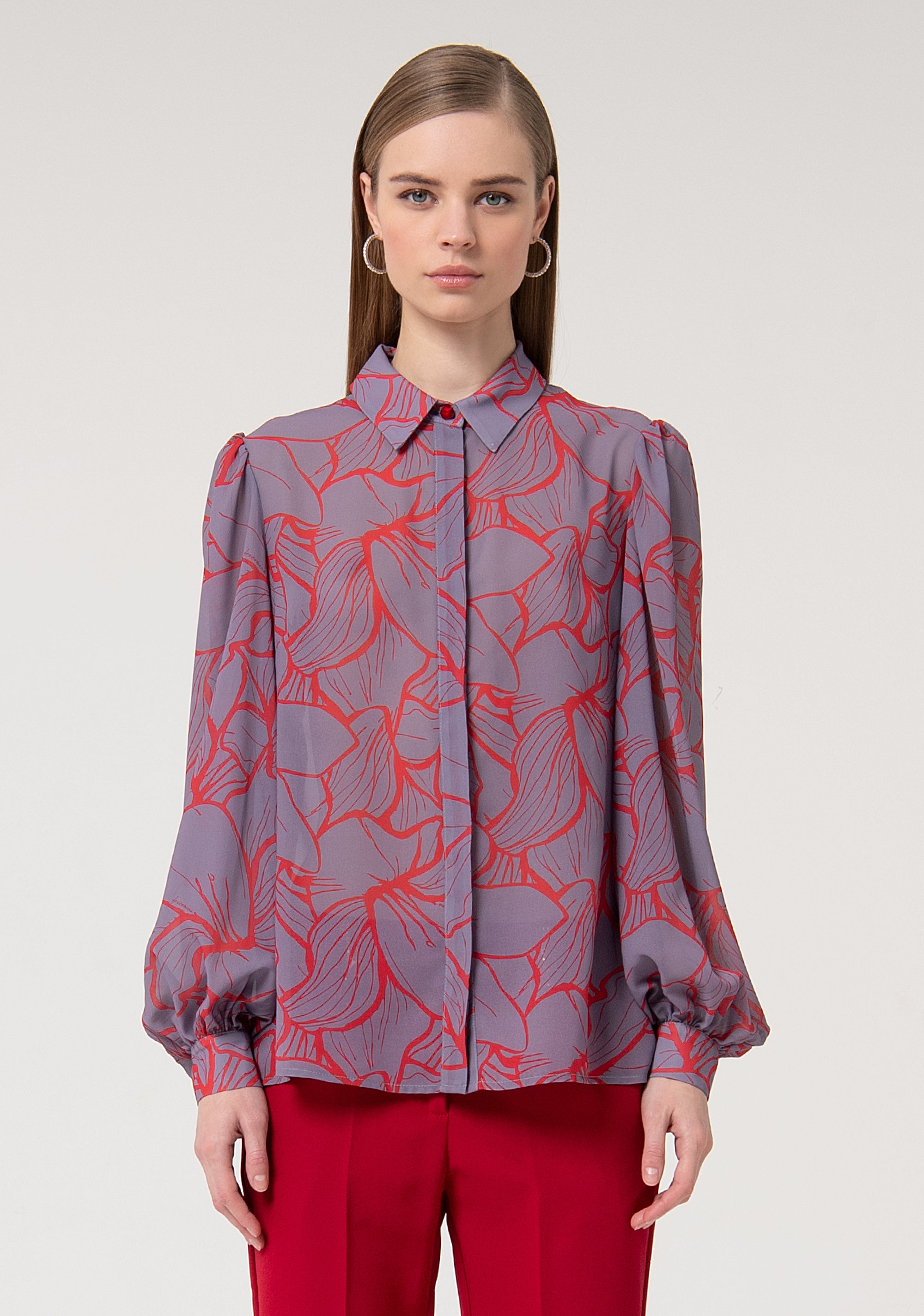 Shirt regular fit with flowery pattern Fracomina FQ24WT6004W710K2-S94-1