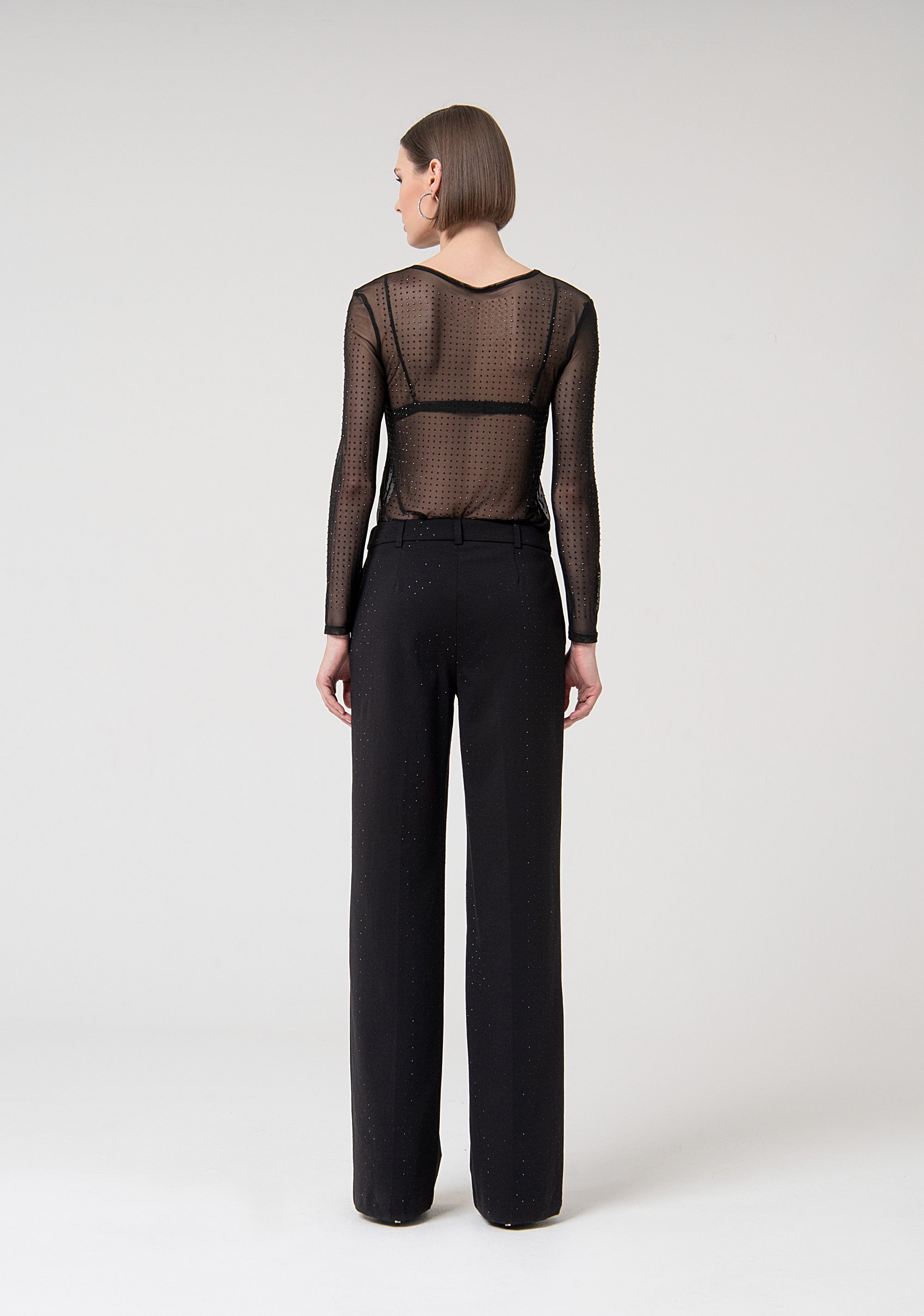 Palazzo pant regular fit made in fabric with strasses Fracomina FQ24WV3003W515J9-053-4