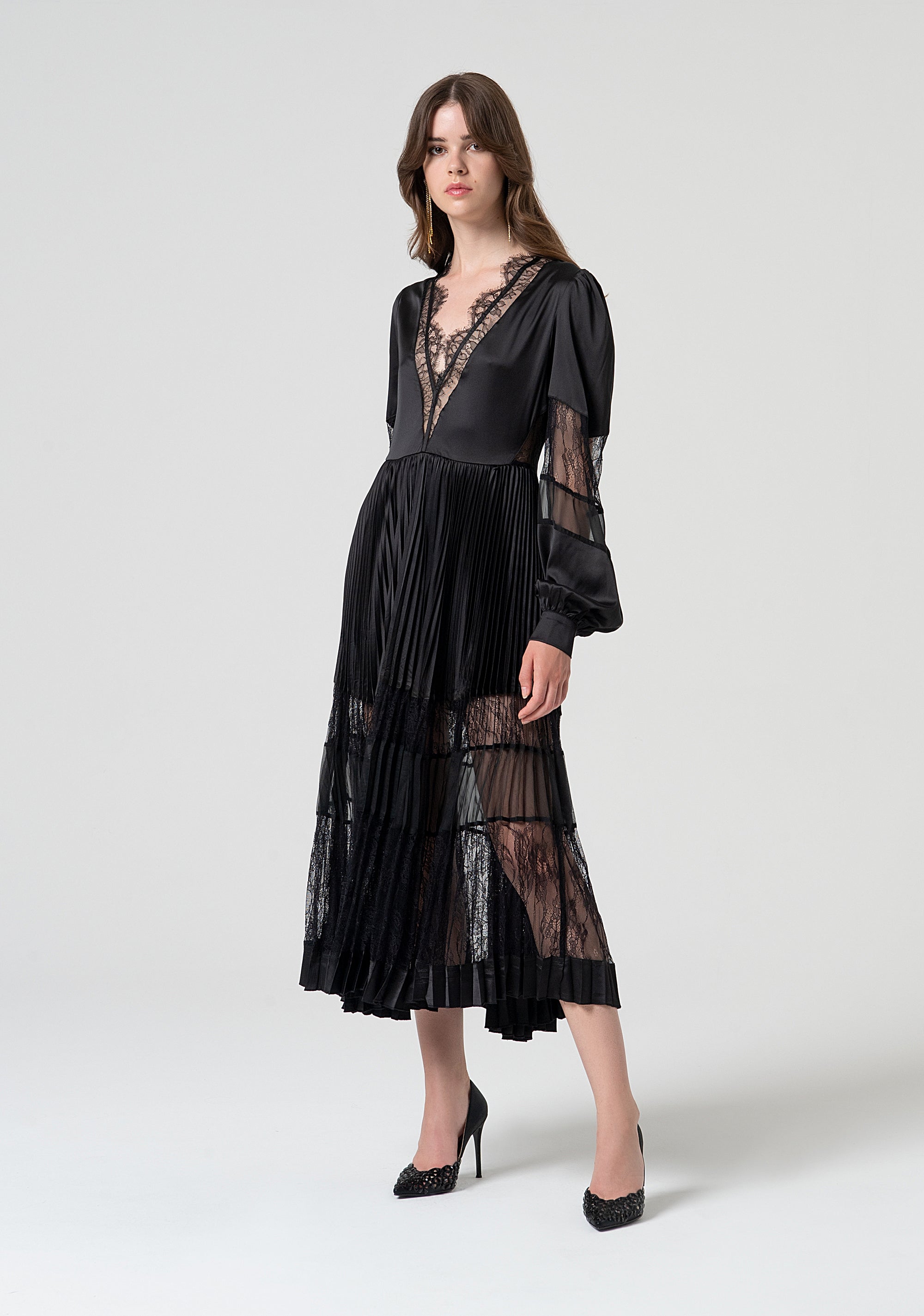 Long dress straight line with lace details Fracomina FQ25SD2001W733G1-053-3