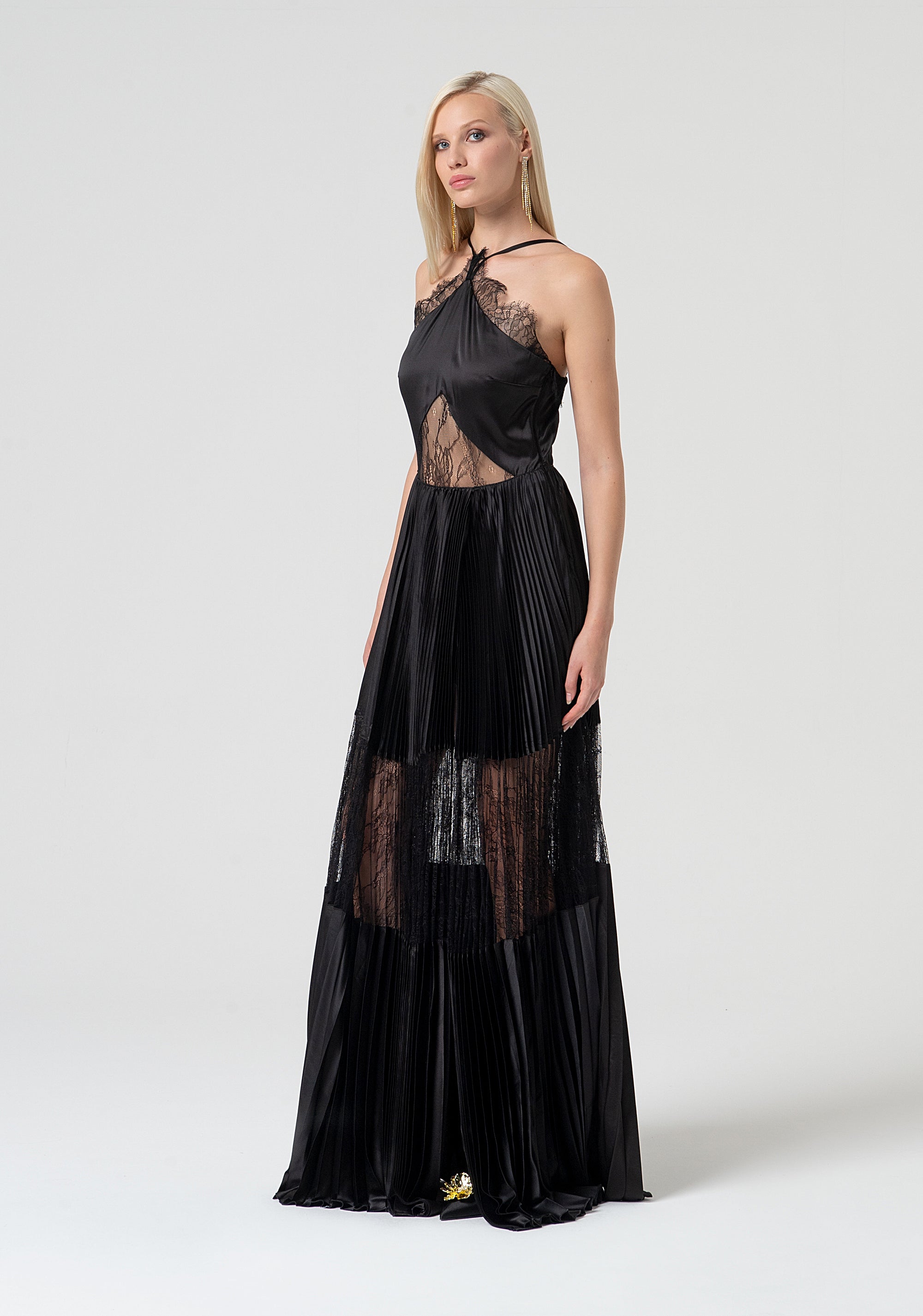 Long sleeveless dress with lace details Fracomina FQ25SD3001W733G1-053-3