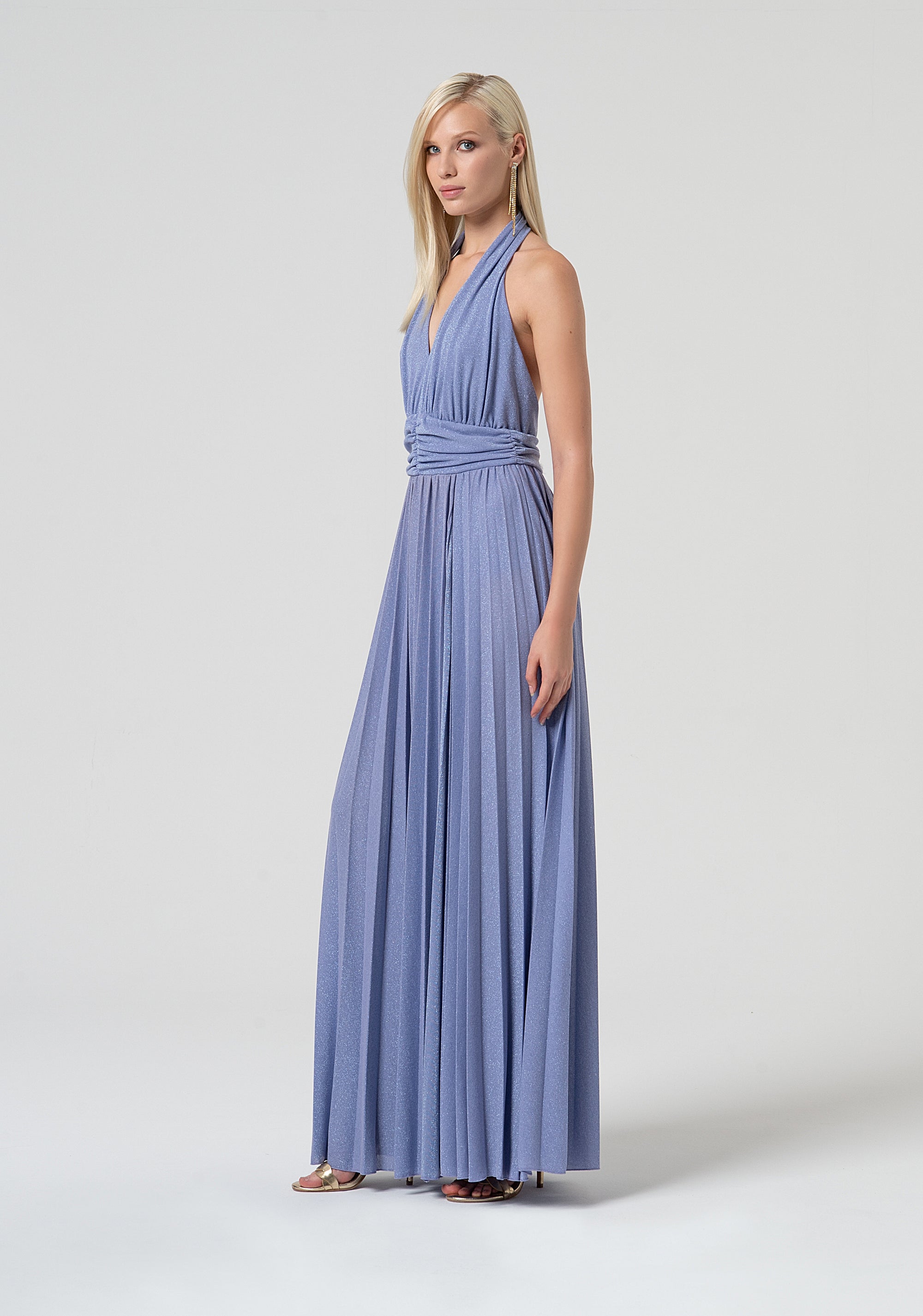 Long sleeveless dress made in jersey with lurex Fracomina FQ25SD3010W799Q7-510-2