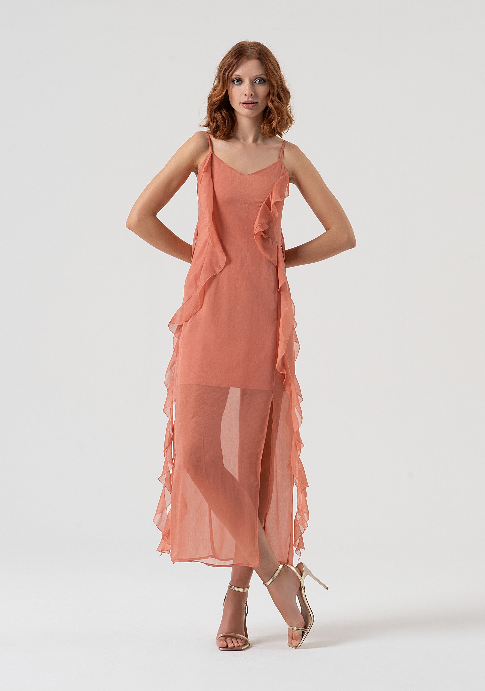 Sleeveless dress middle length made in georgette Fracomina FQ25WD2004W41201-S67-1
