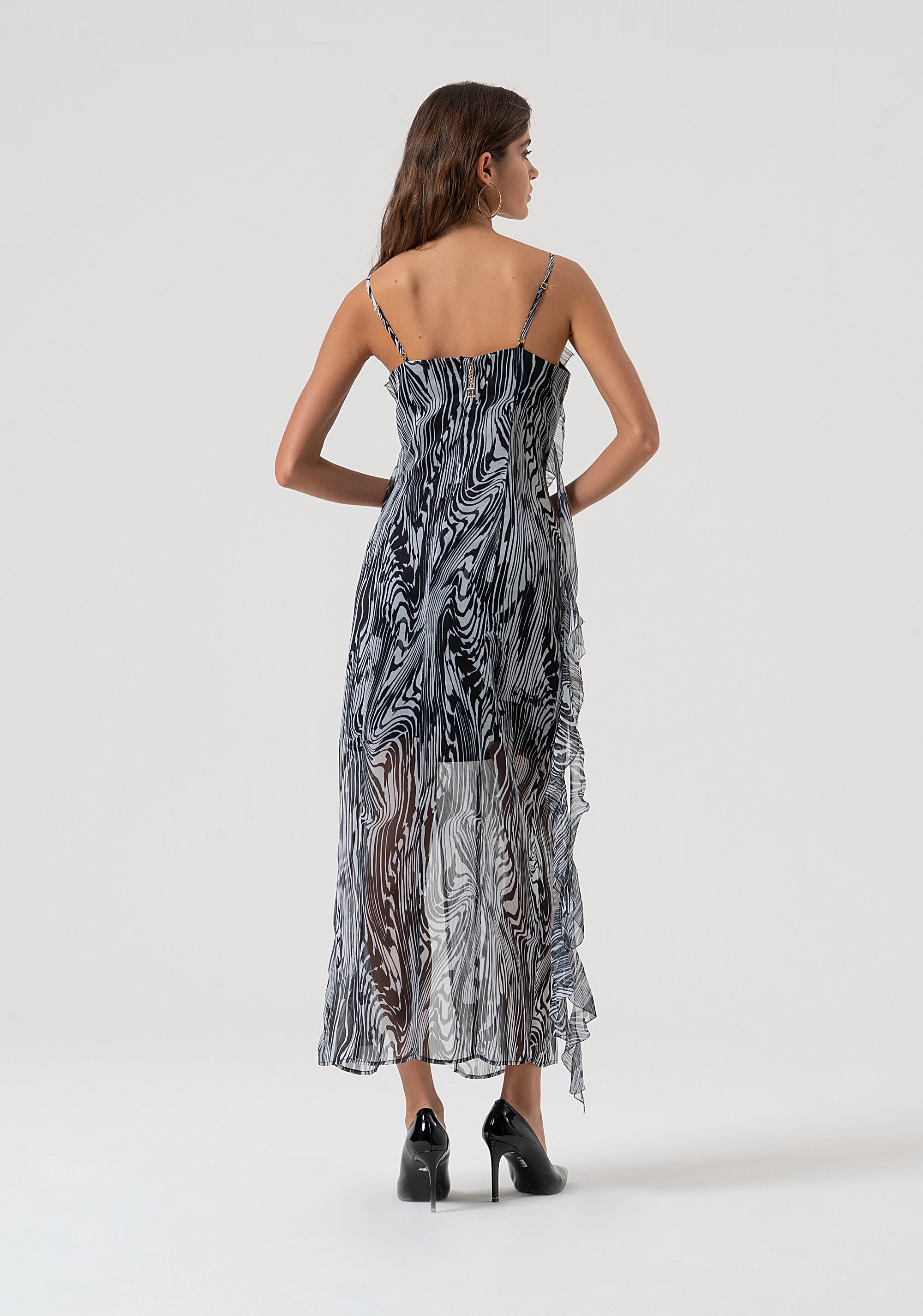 Sleeveless dress middle length made in georgette with optical pattern Fracomina FQ25WD2004W412N4-060-4