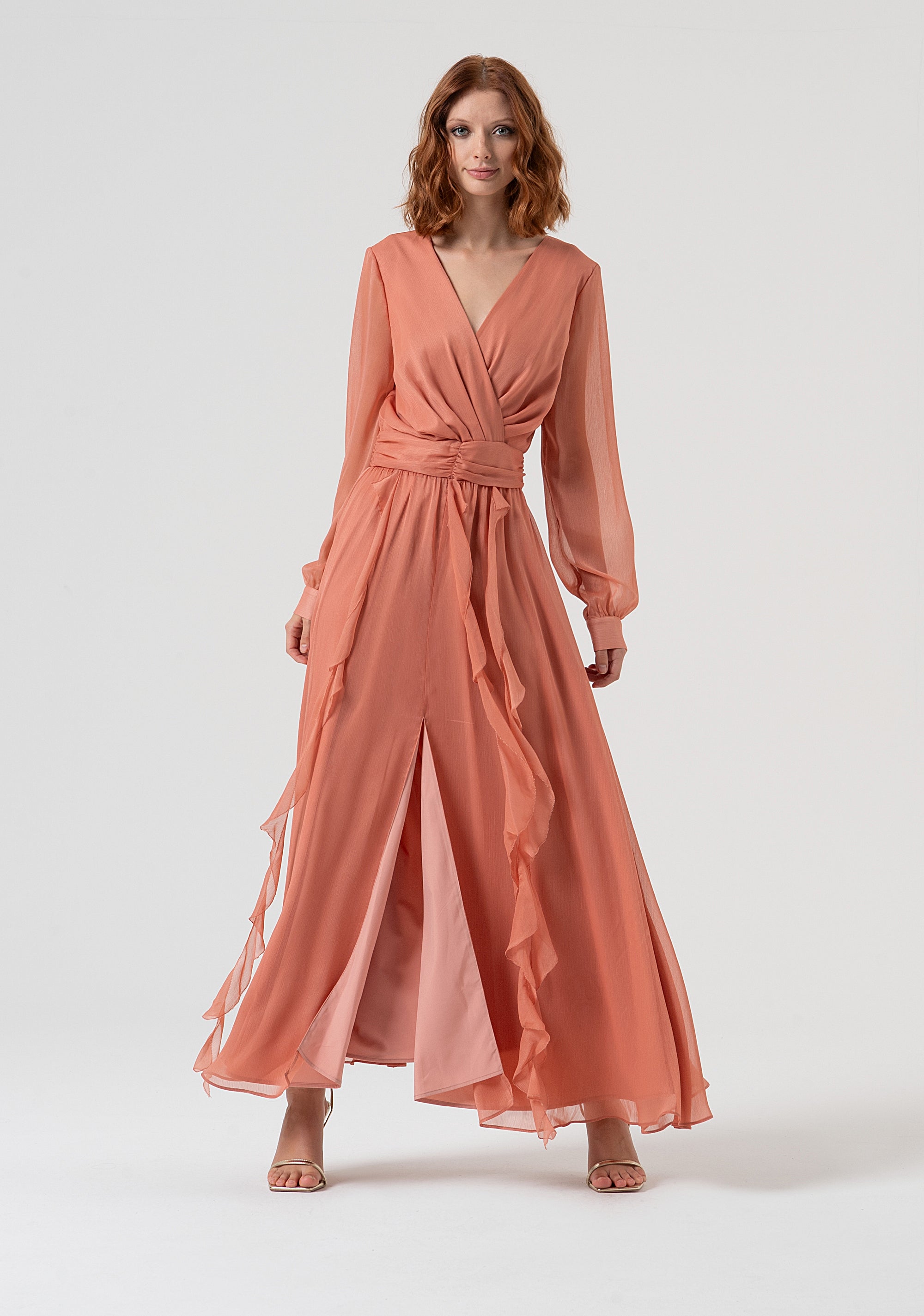 Long dress wide fit made in georgette Fracomina FQ25WD3001W41201-S67-1