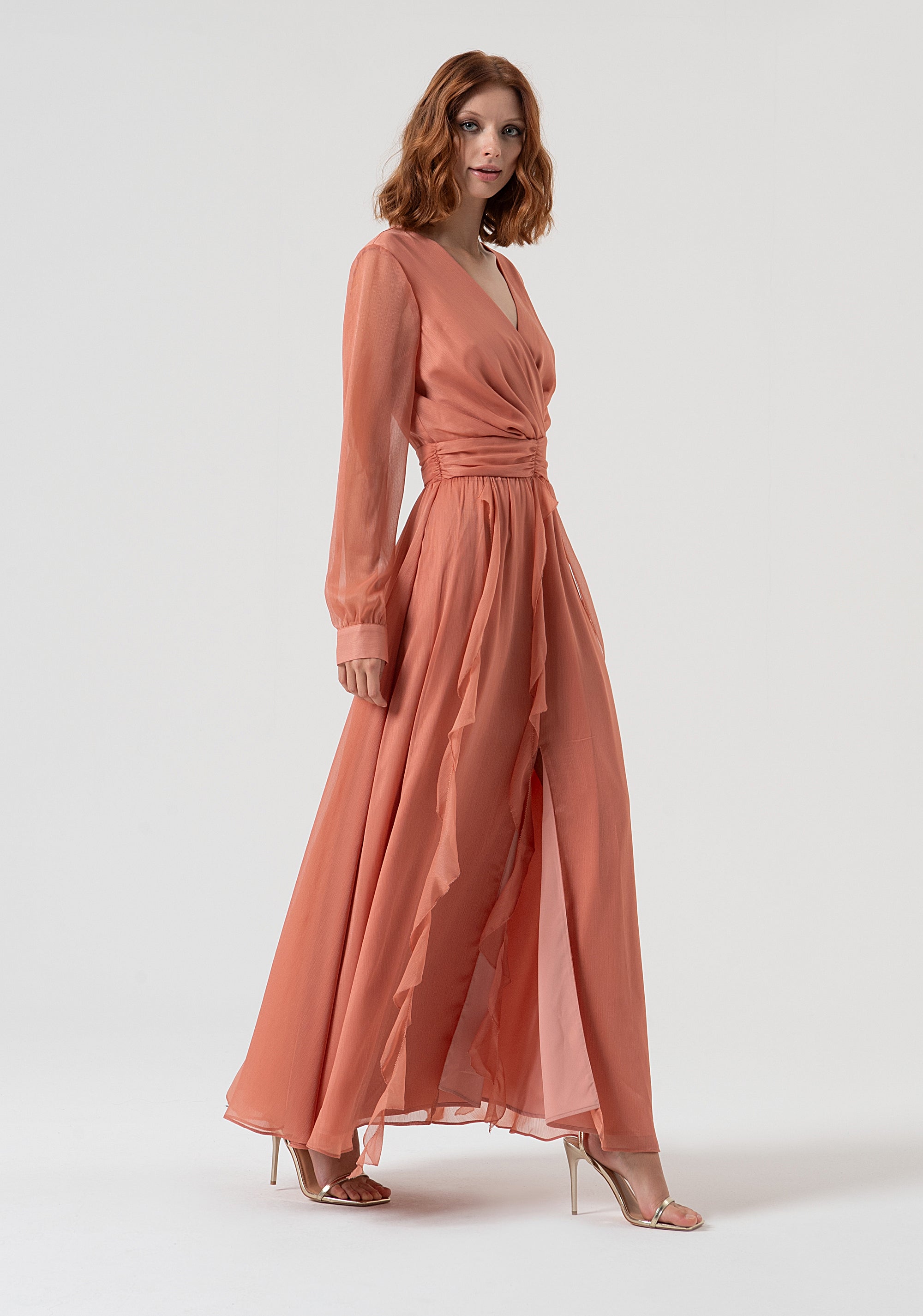 Long dress wide fit made in georgette Fracomina FQ25WD3001W41201-S67-3
