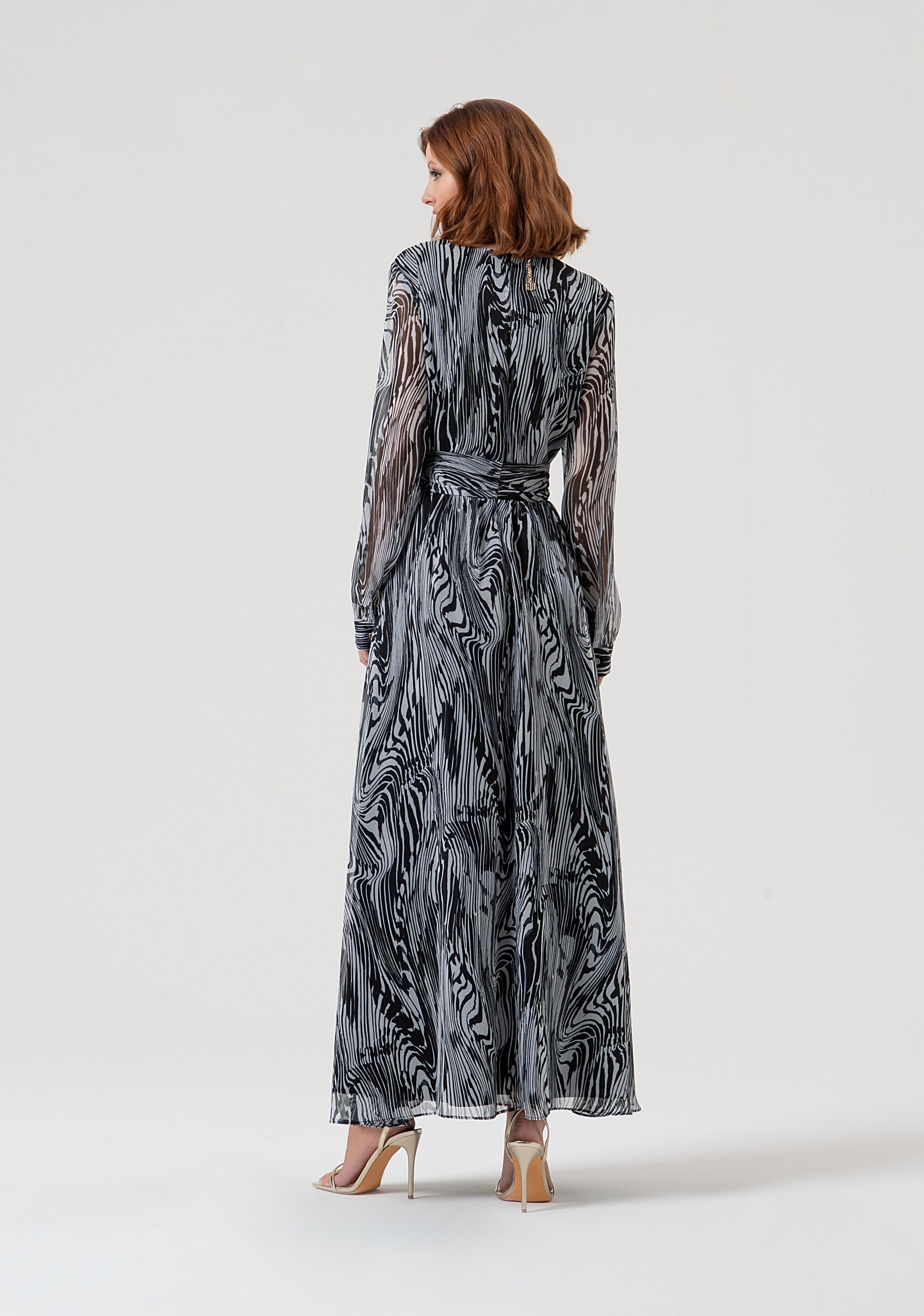 Long dress wide fit made in georgette with optical pattern Fracomina FQ25WD3001W412N4-060-5