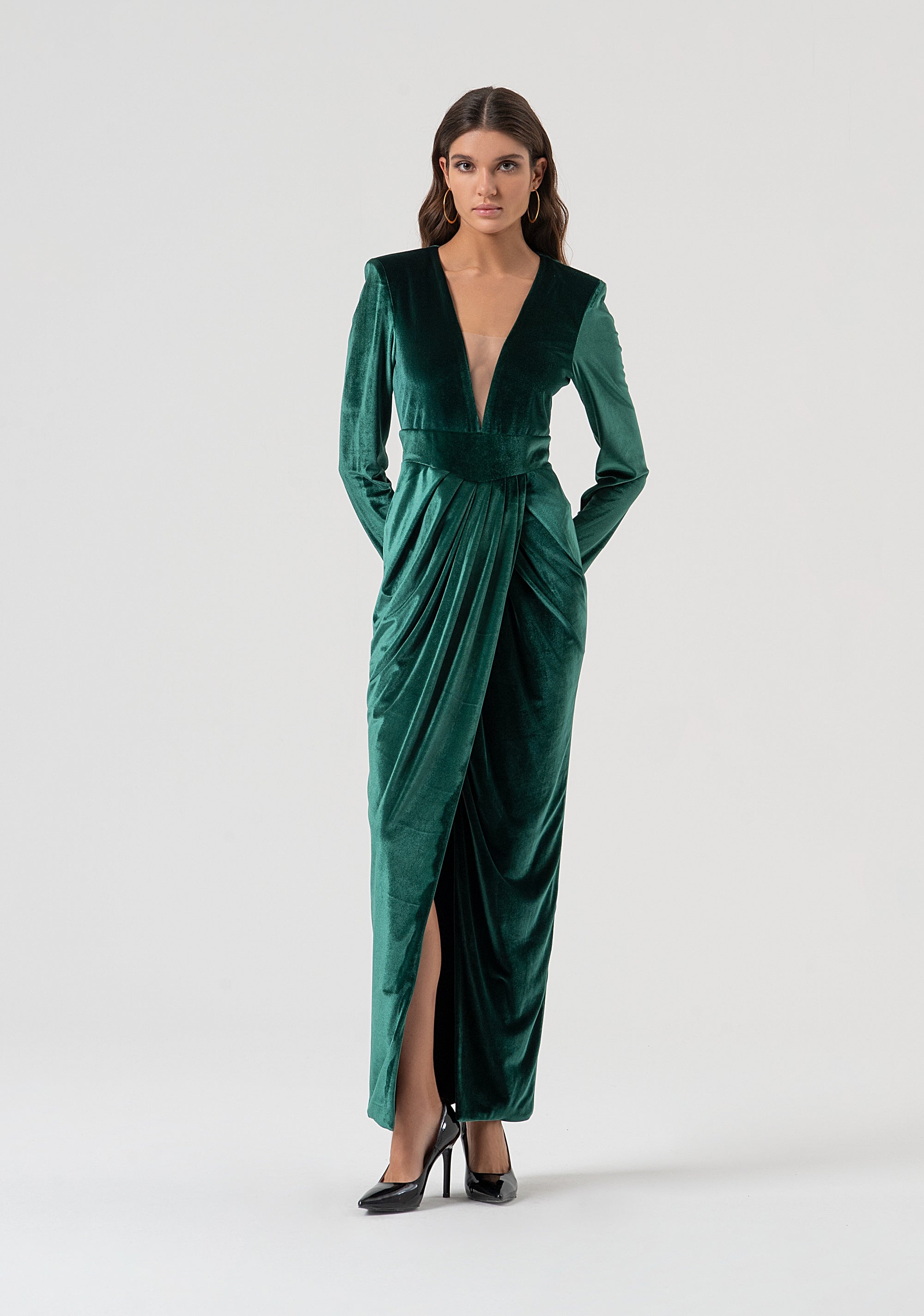 Long dress slim fit made in velvet Fracomina FQ25WD3002W59601-T70-1