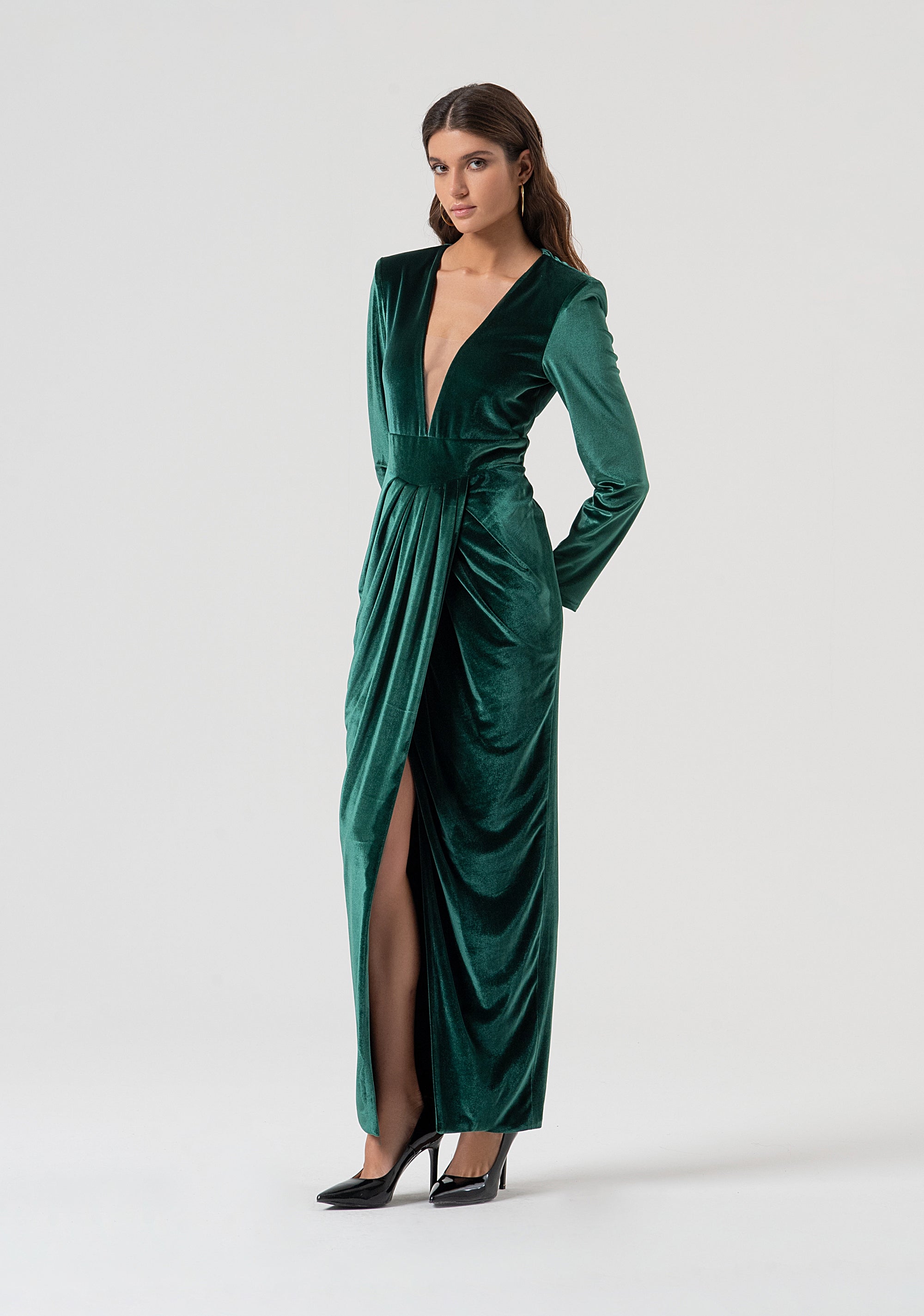Long dress slim fit made in velvet Fracomina FQ25WD3002W59601-T70-3