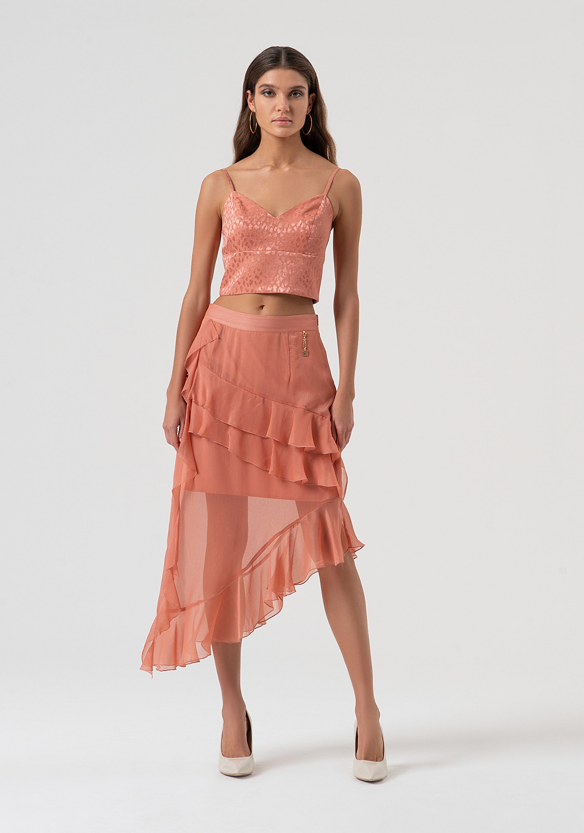 Skirt regular fit middle length made in georgette Fracomina FQ25WG2001W41201-S67-1