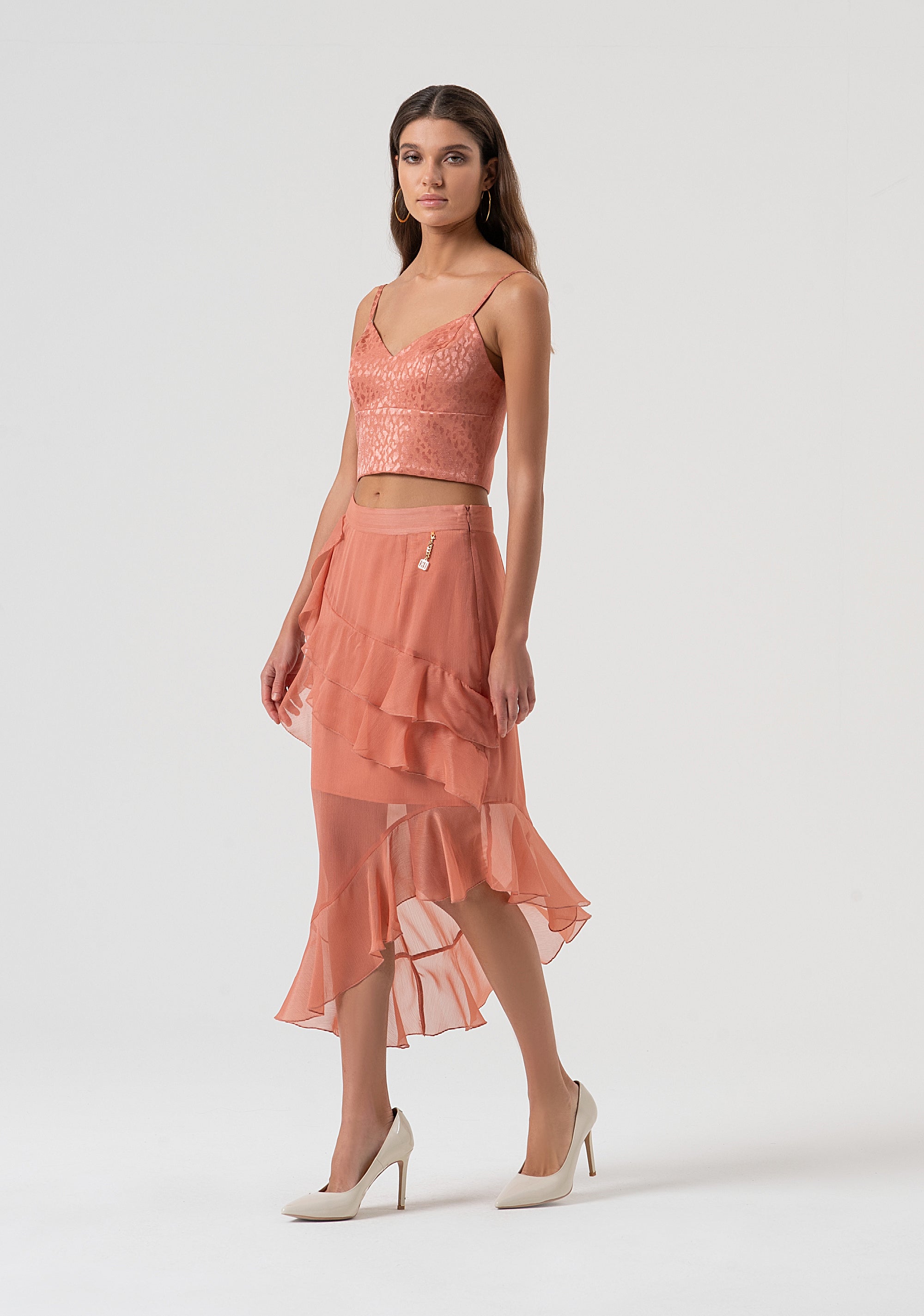 Skirt regular fit middle length made in georgette Fracomina FQ25WG2001W41201-S67-3