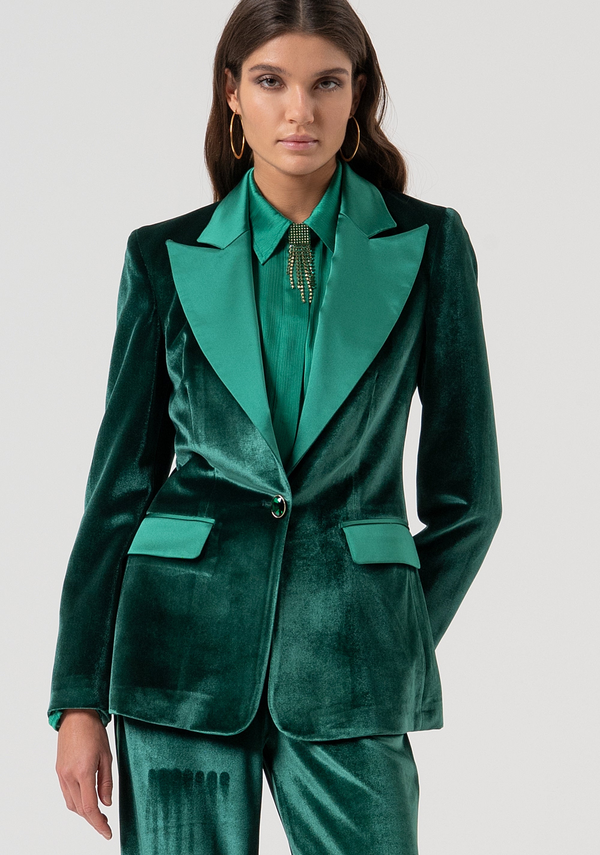 Blazer jacket regular fit single breasted made in velvet Fracomina FQ25WJ2002W59601-T70-1