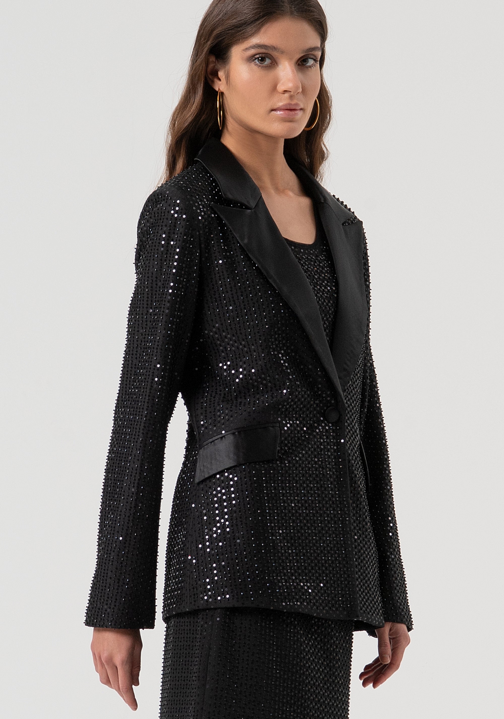 Long blazer jacket regular fit single breasted with strass Fracomina FQ25WJ3001W815R9-053-3