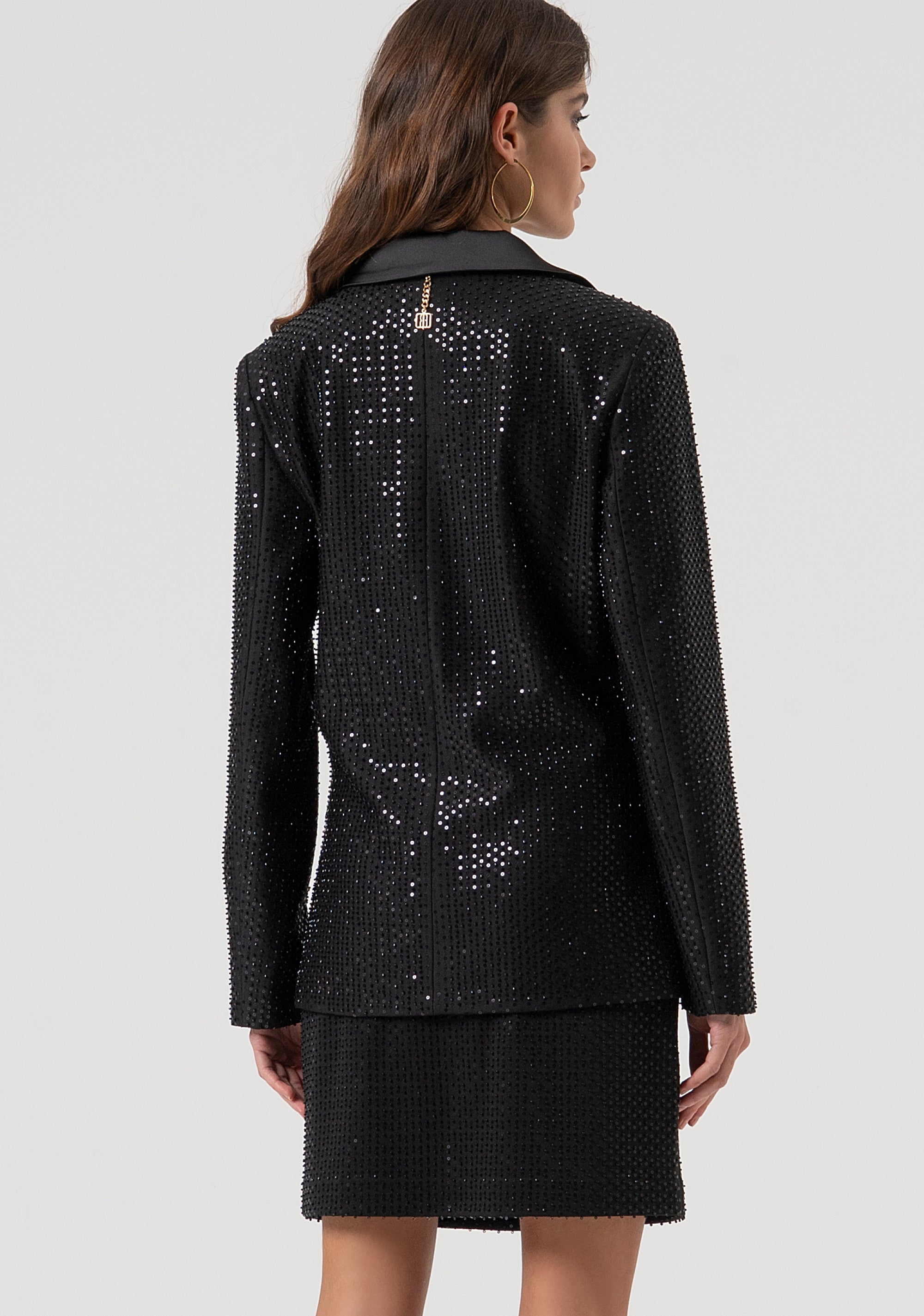 Long blazer jacket regular fit single breasted with strass Fracomina FQ25WJ3001W815R9-053-4