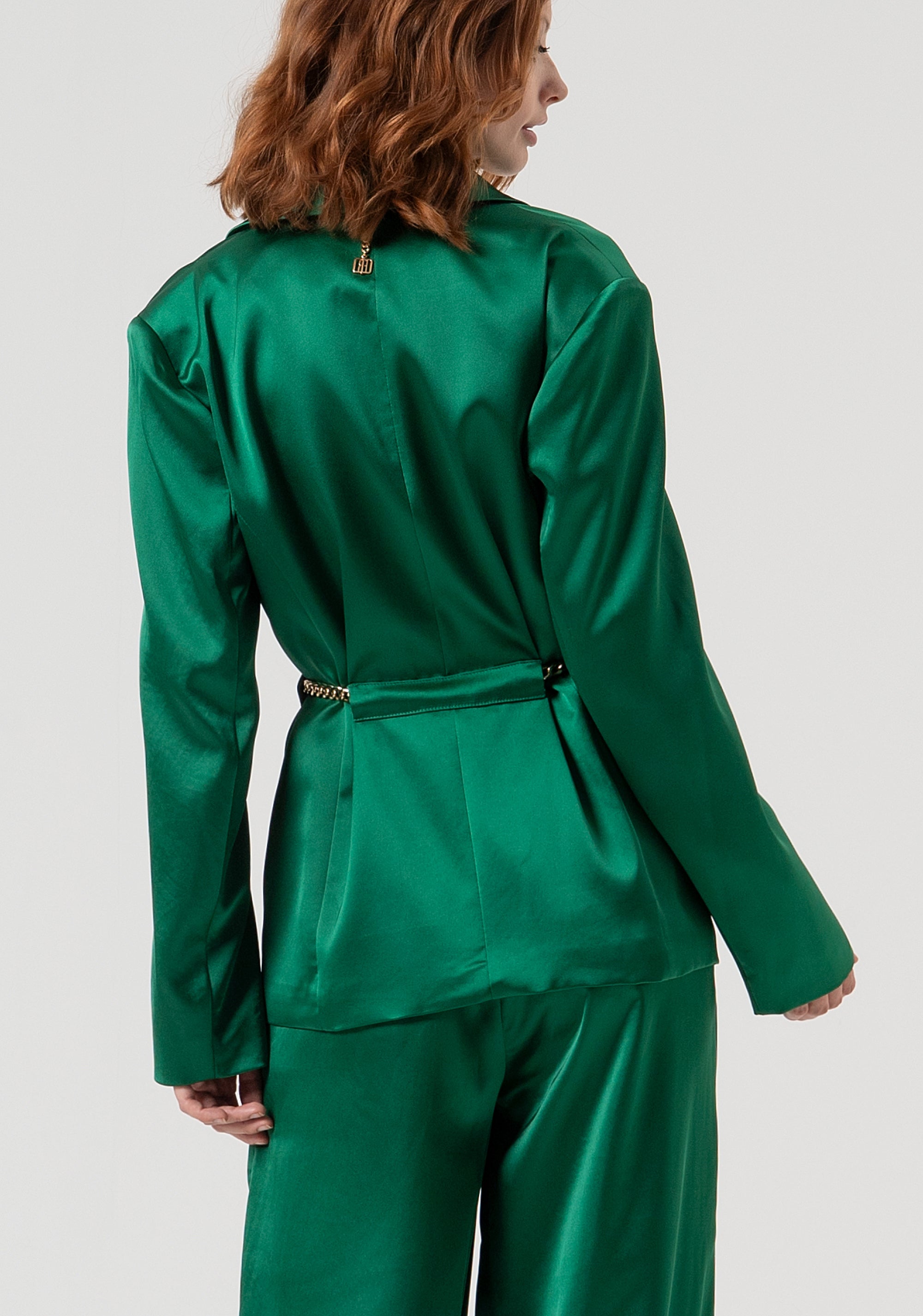Blazer jacket regular fit made in satin and with paired belt Fracomina FQ25WJ3002W41101-T70-3