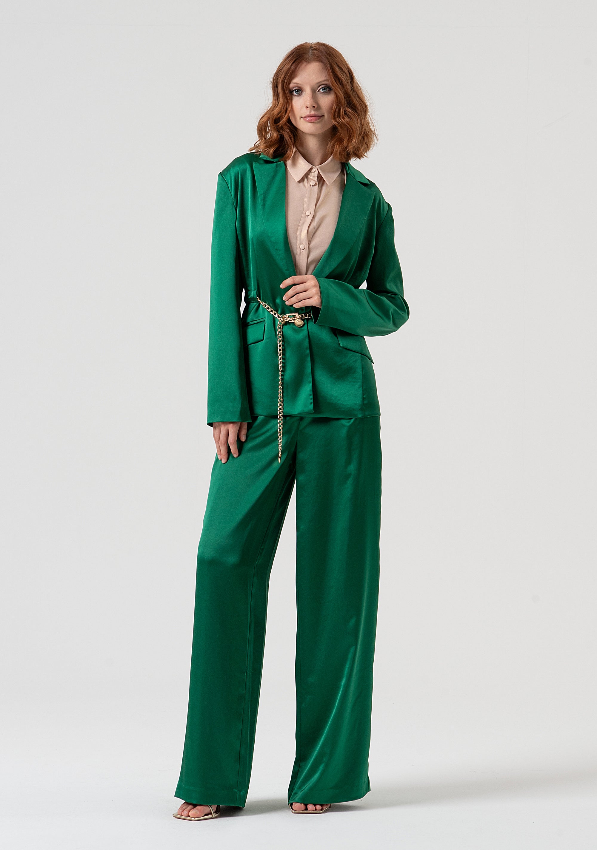 Blazer jacket regular fit made in satin and with paired belt Fracomina FQ25WJ3002W41101-T70-4