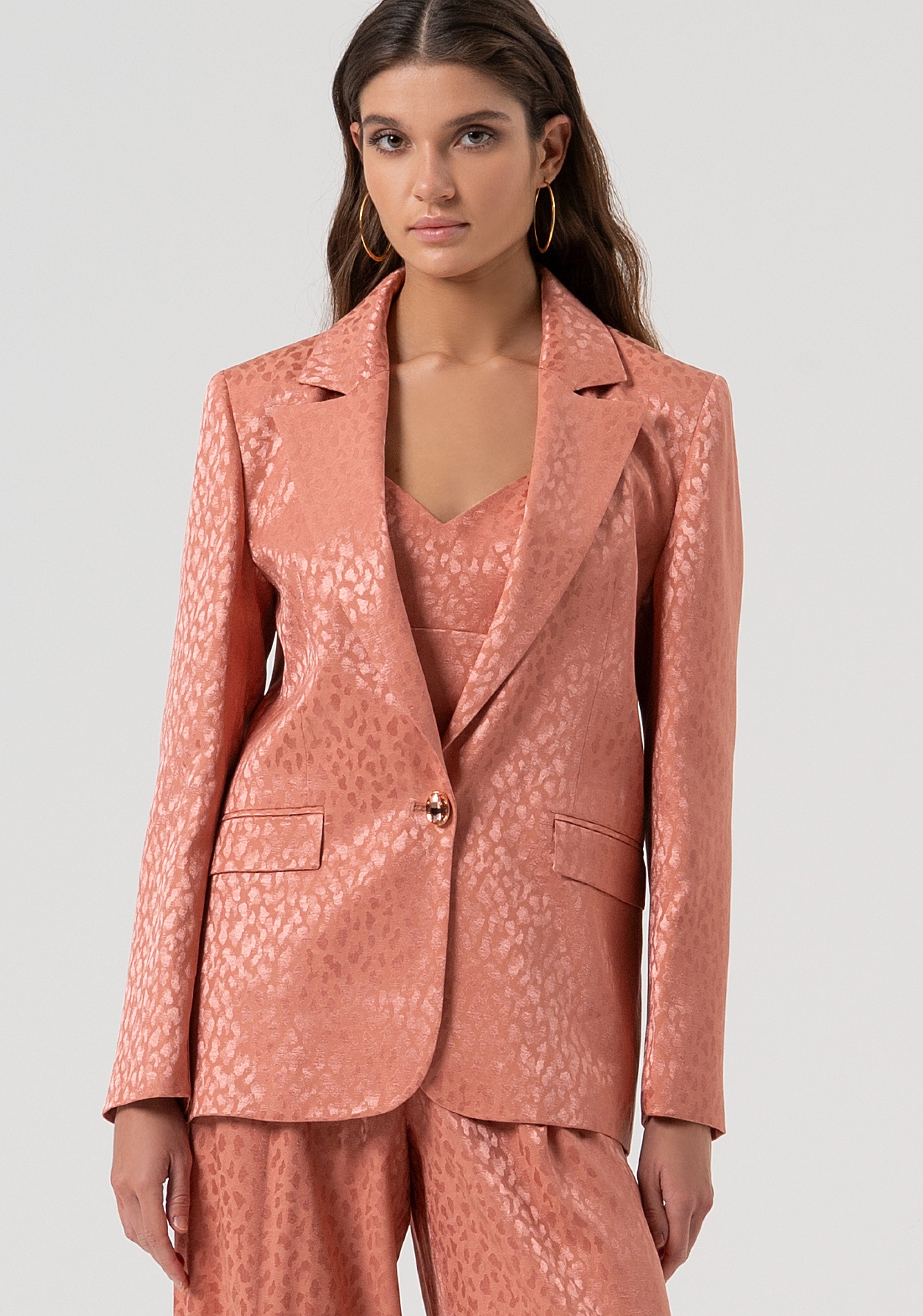 Blazer jacket over fit single breasted with animalier jacquard effect Fracomina FQ25WJ3003W705F8-S67-1