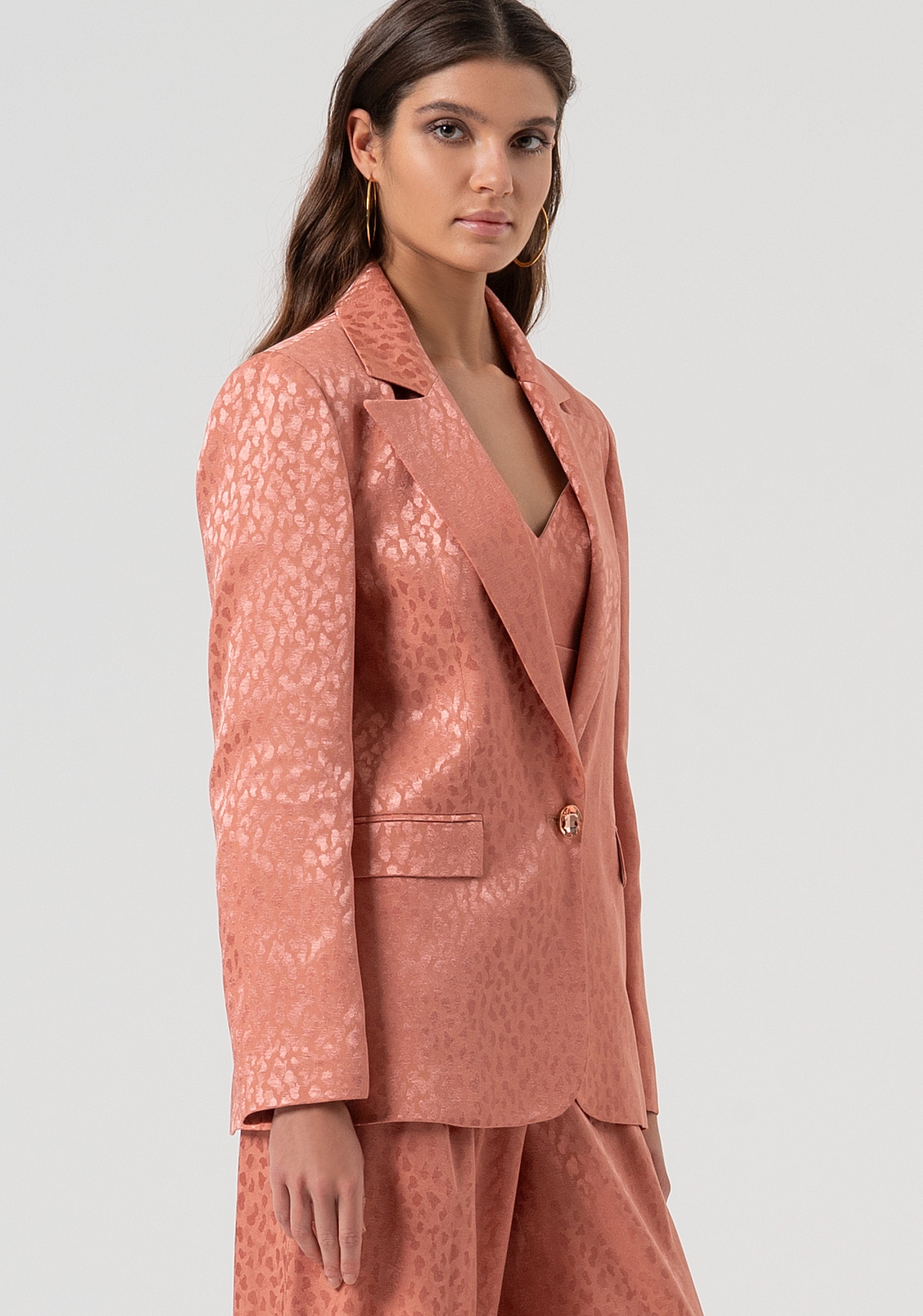 Blazer jacket over fit single breasted with animalier jacquard effect Fracomina FQ25WJ3003W705F8-S67-3