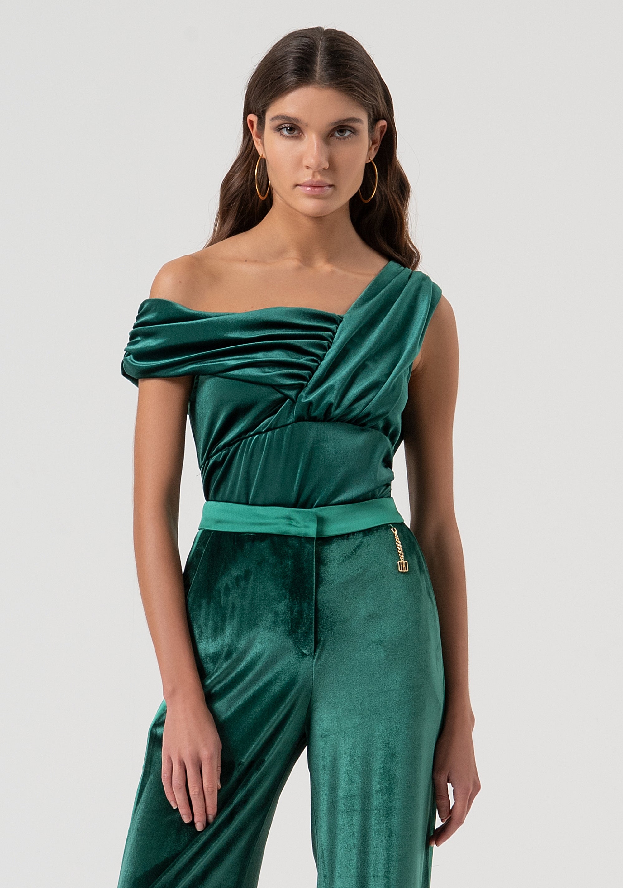 Body slim fit single shoulder made in velvet Fracomina FQ25WT5001W59601-T70-1