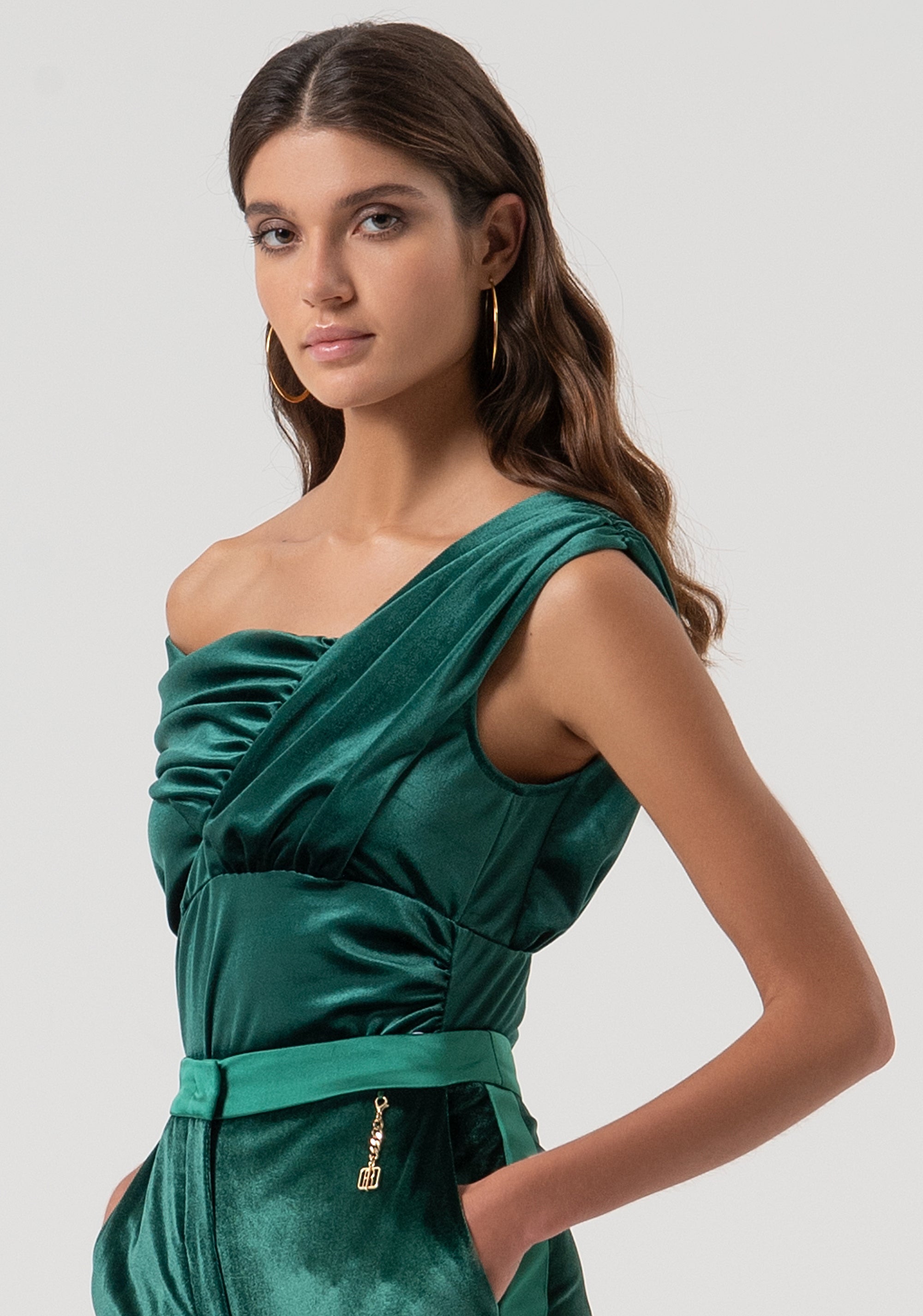 Body slim fit single shoulder made in velvet Fracomina FQ25WT5001W59601-T70-2