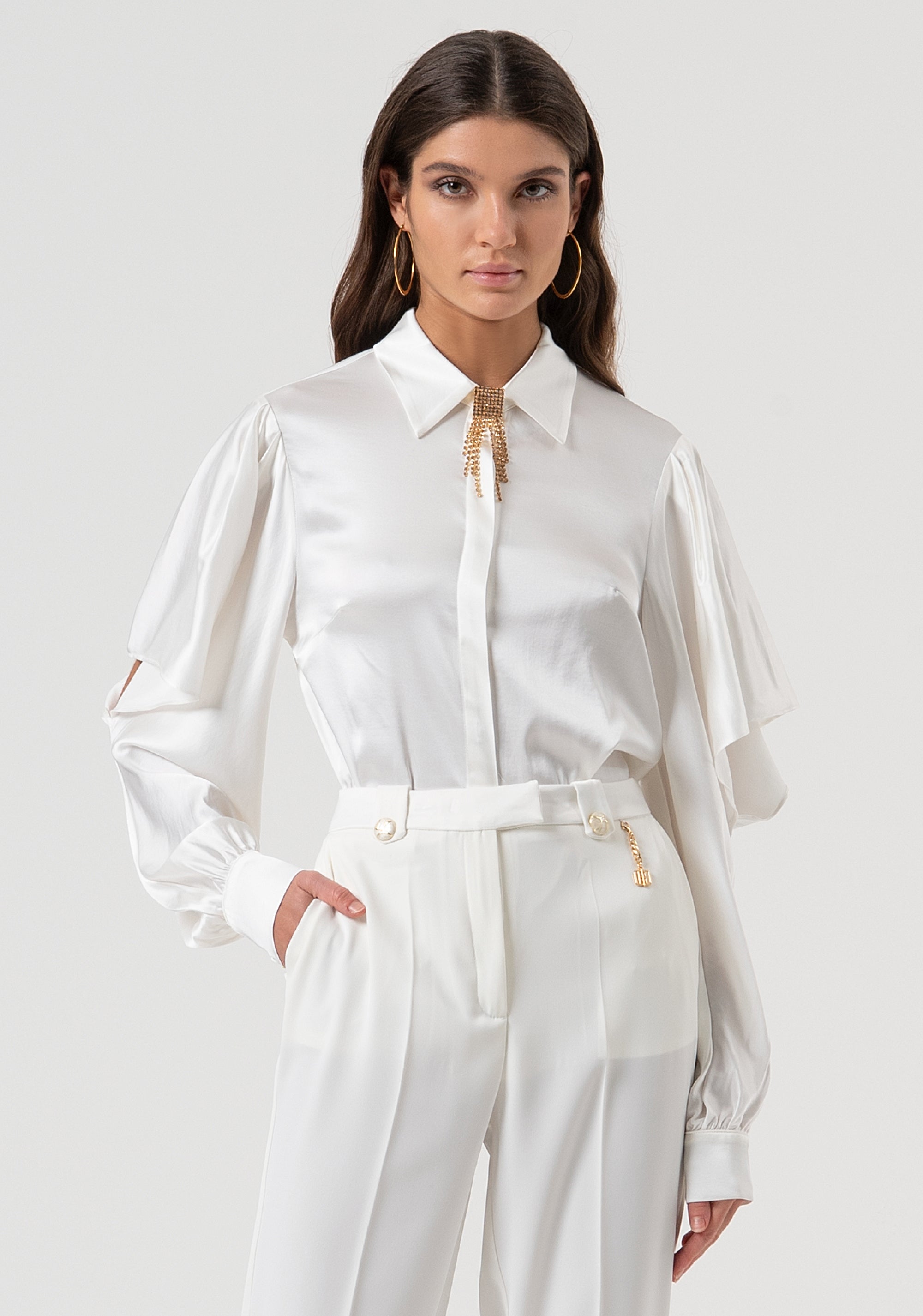 Shirt regular fit with jewel accessory at the neck Fracomina FQ25WT6005W45801-278-1