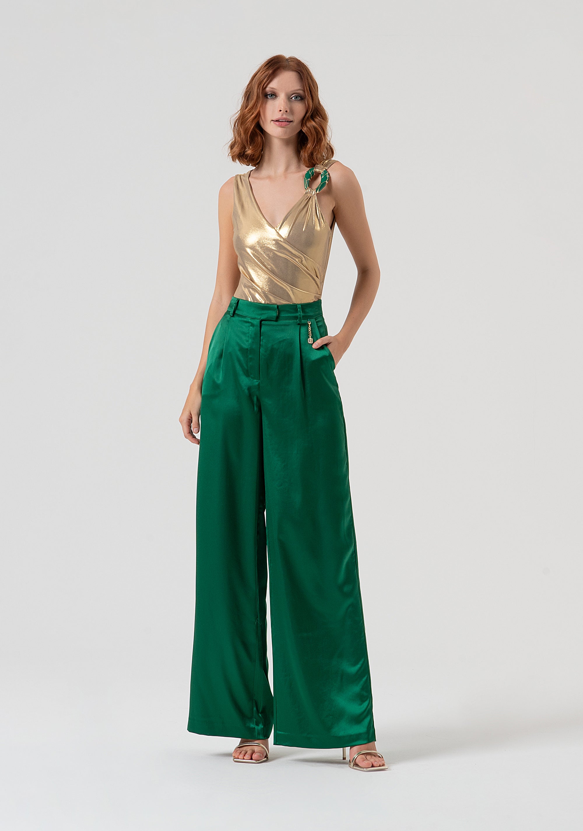 Palazzo pant made in satin Fracomina FQ25WV3003W41101-T70-1