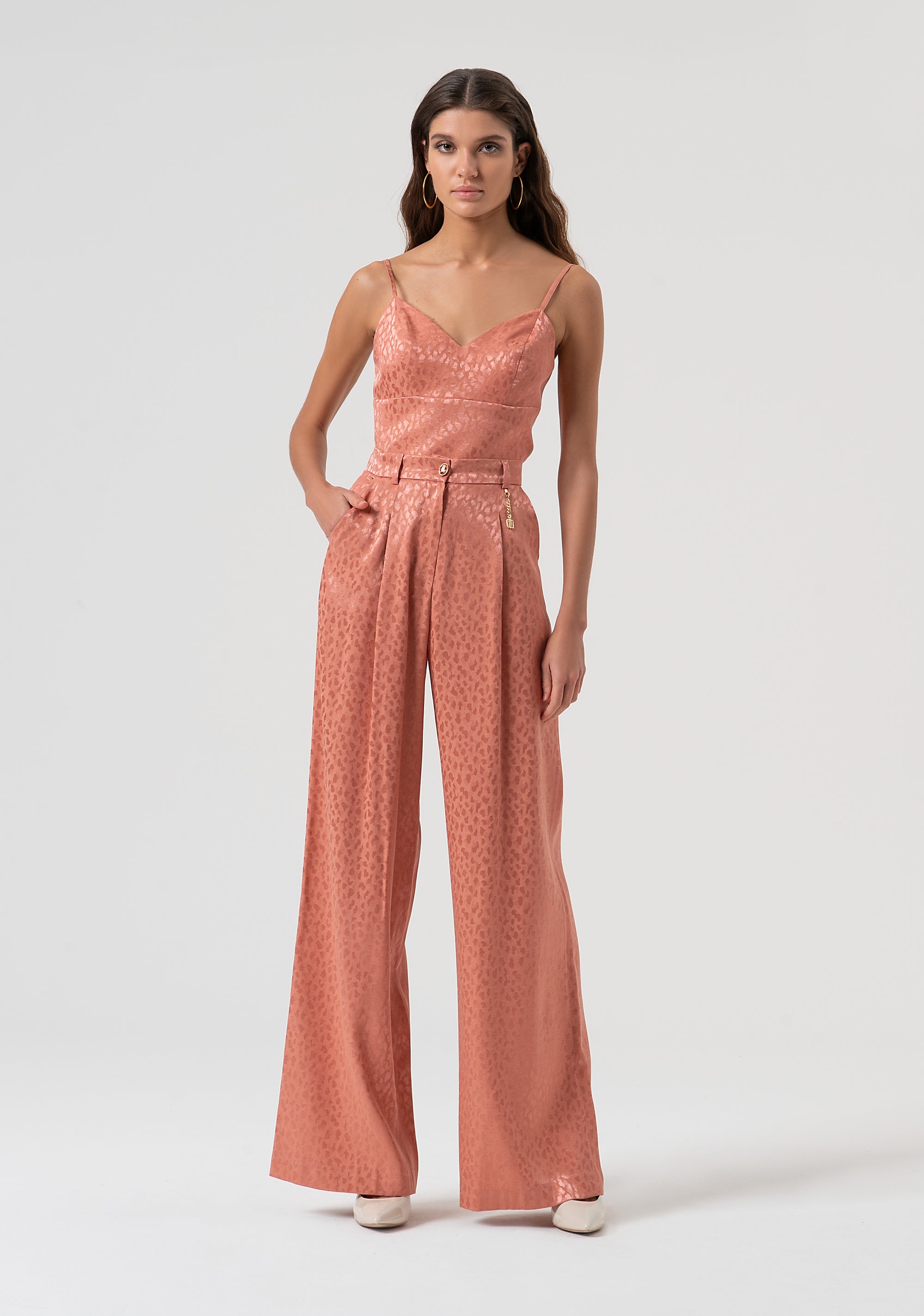 Palazzo pant with animalier jacquard effect Fracomina FQ25WV3004W705F8-S67